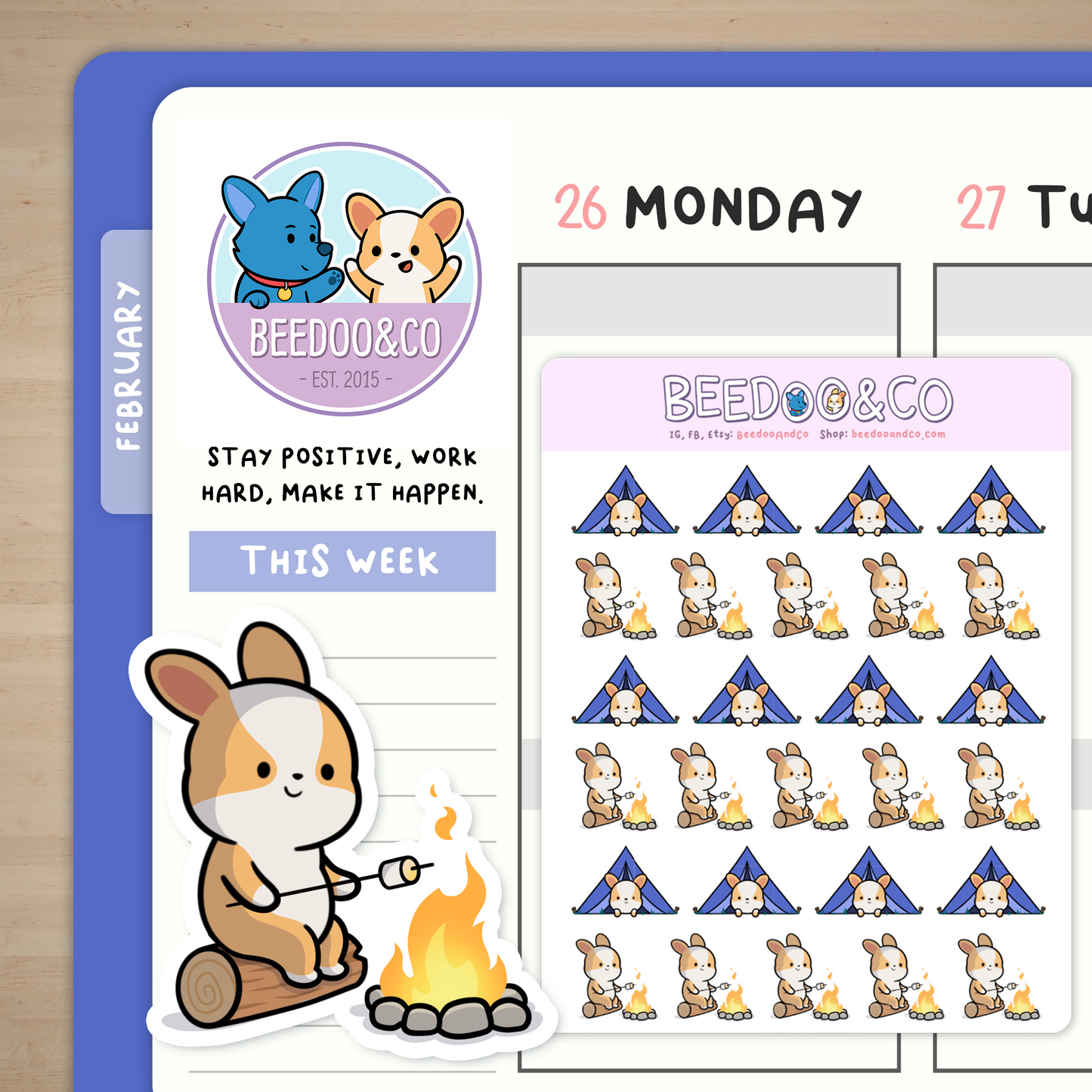 Camping Corgi Planner Stickers