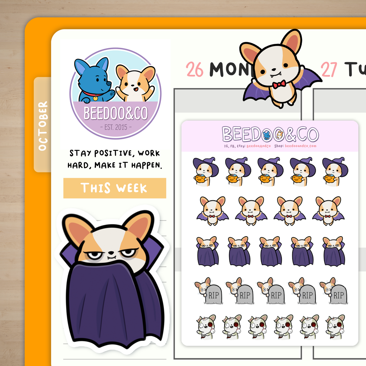 A Very Happy Corgi Halloween Planner Stickers