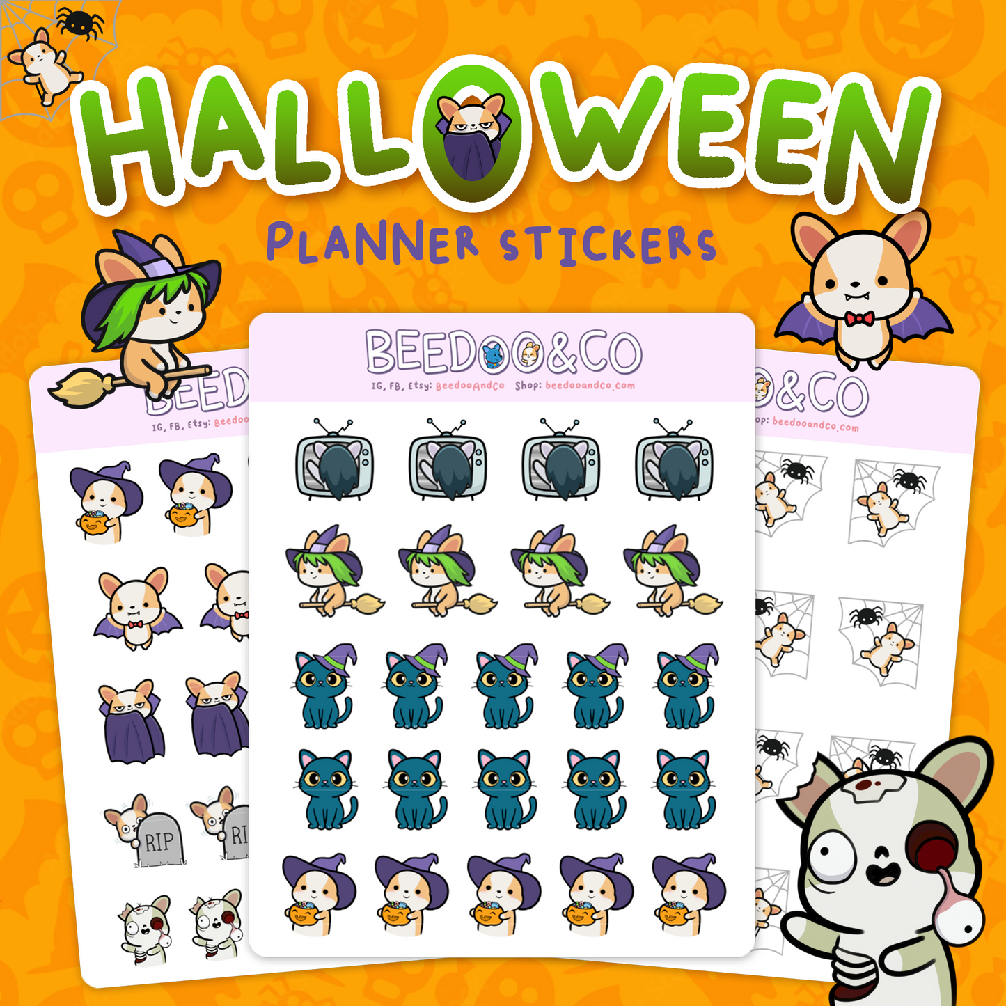 A Very Happy Corgi Halloween Planner Stickers