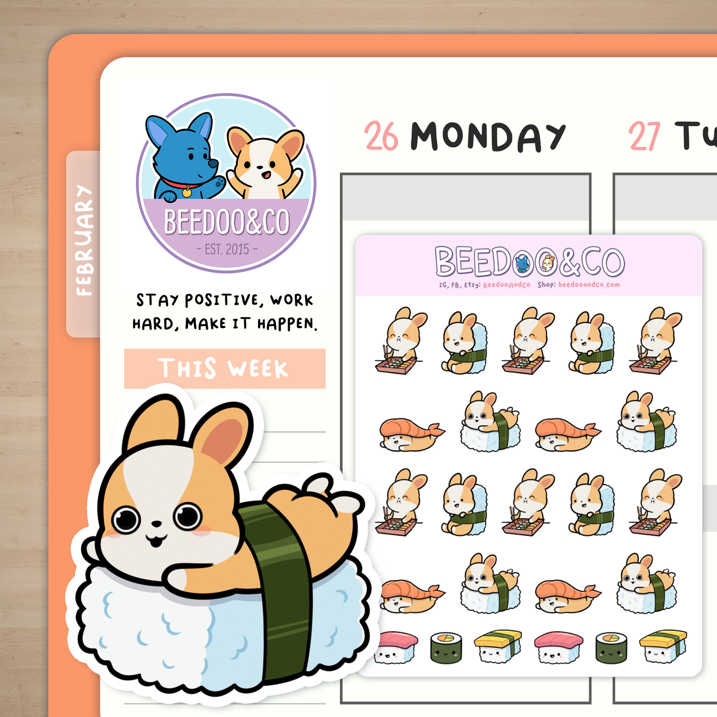 Sushi Corgi Planner Stickers