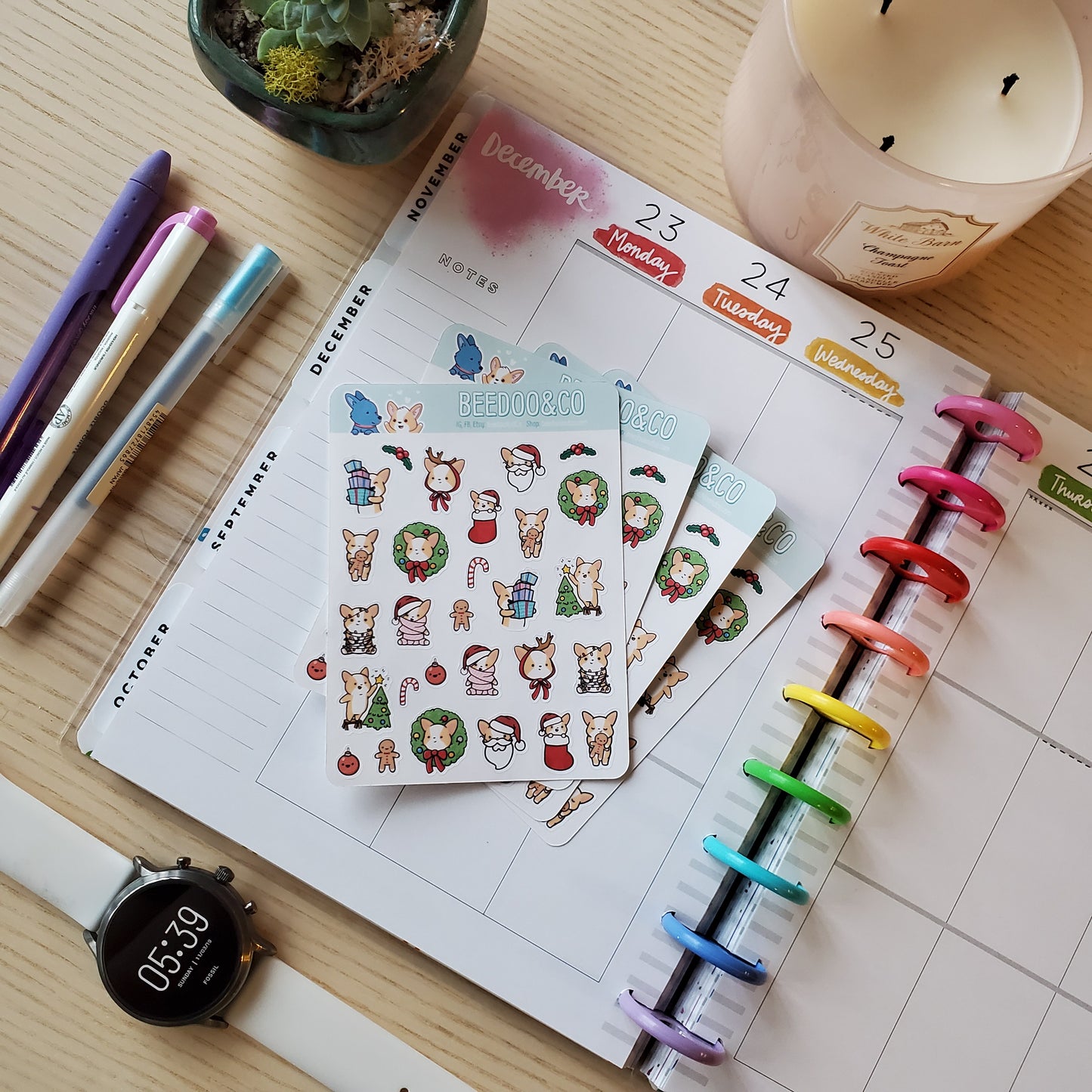 Christmas Miso Corgi Planner Stickers