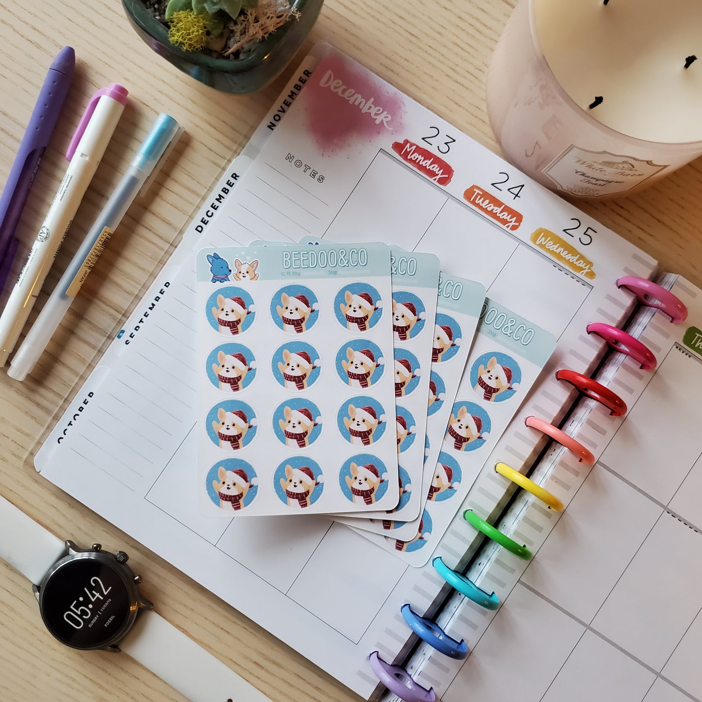 Pastel Miso Corgi Christmas Planner Stickers