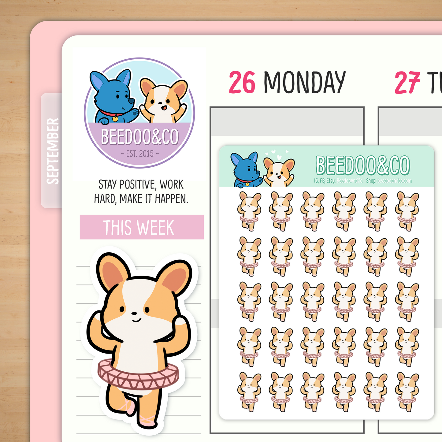 Miso The Corgi Ballerina Planner Stickers