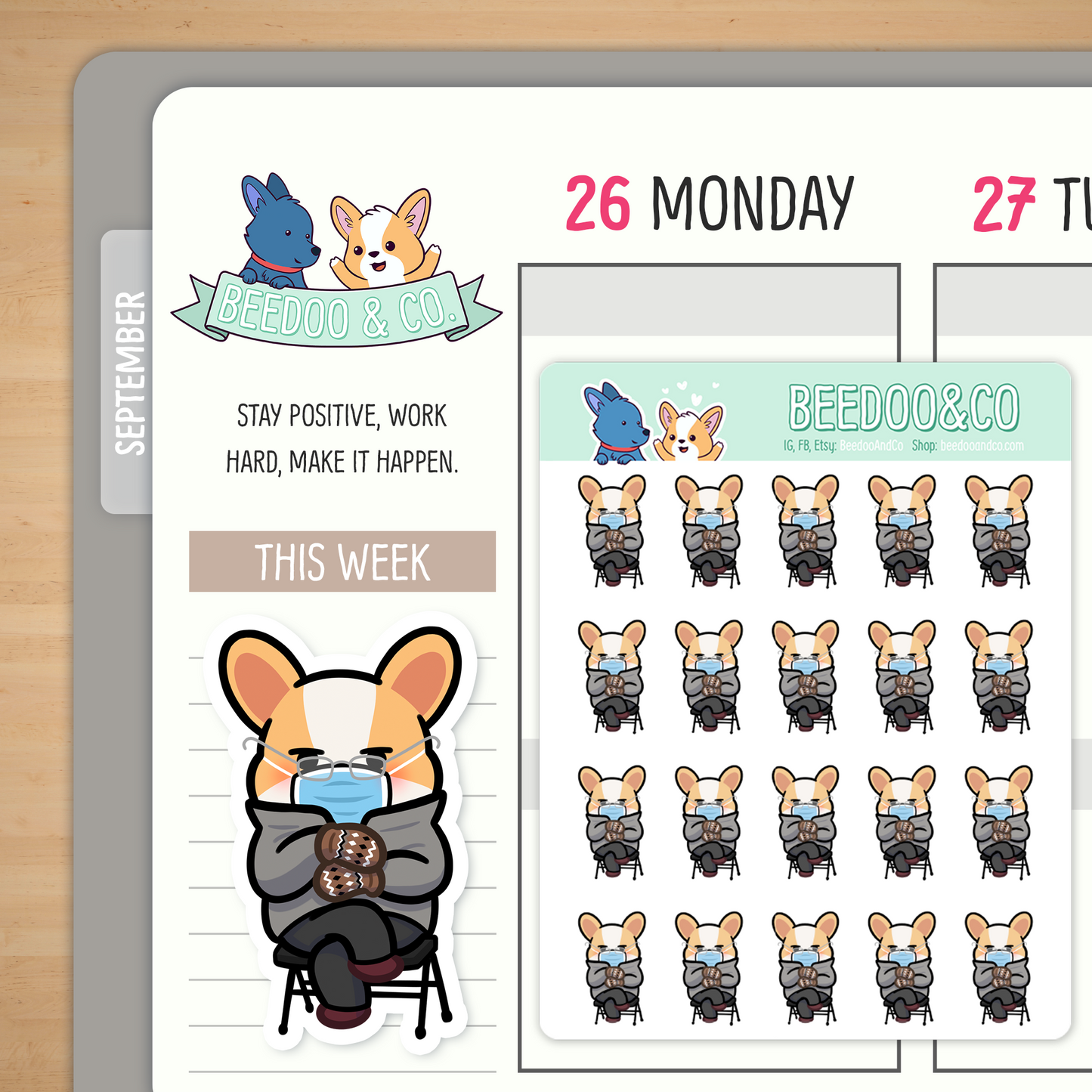Bernie Miso Corgi Planner Stickers