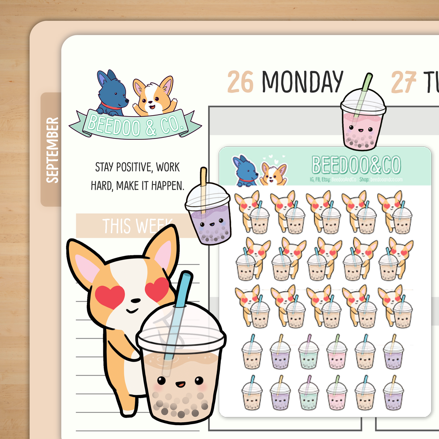 Bubble Tea Planner Stickers