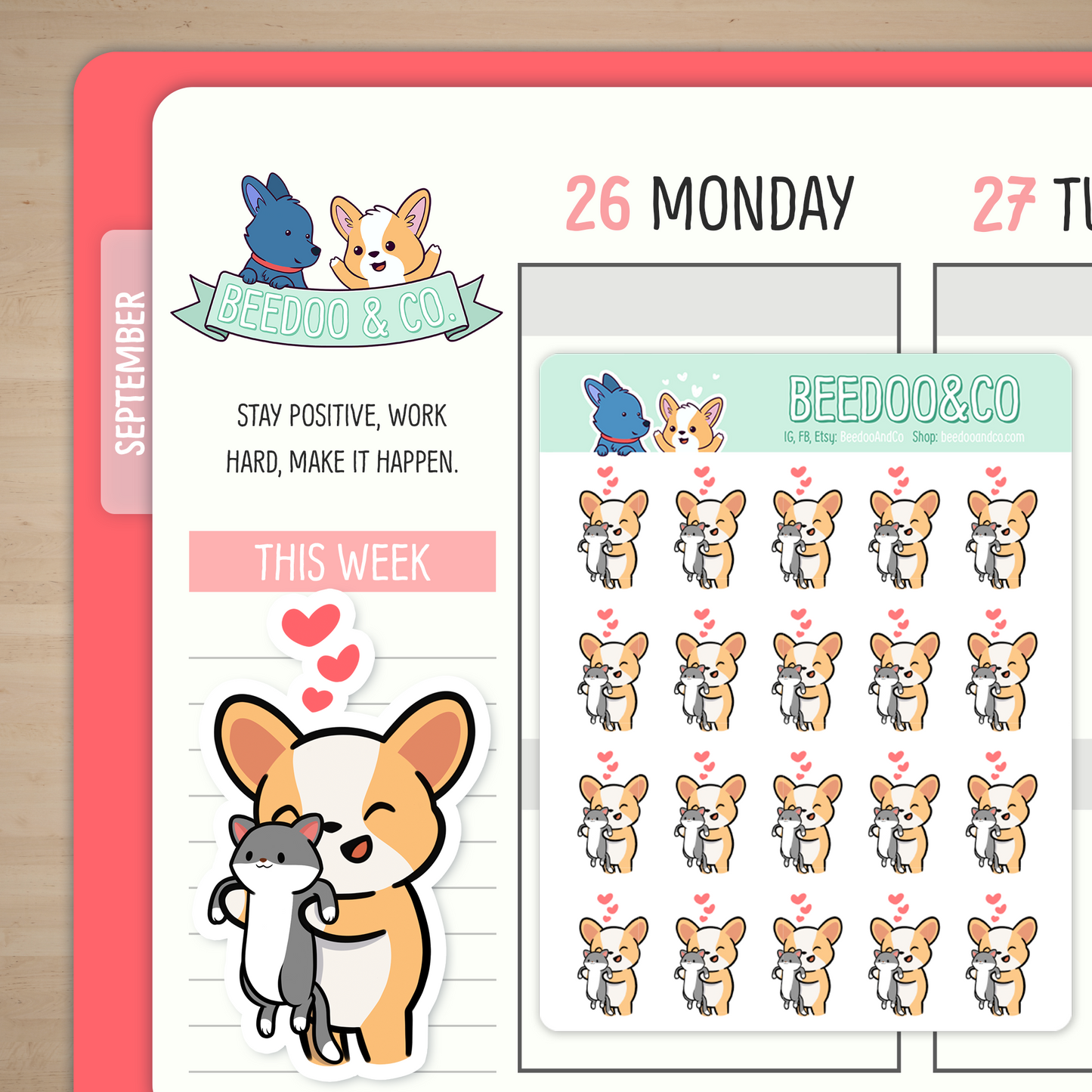 Miso Corgi Has A Pet Cat Planner Stickers