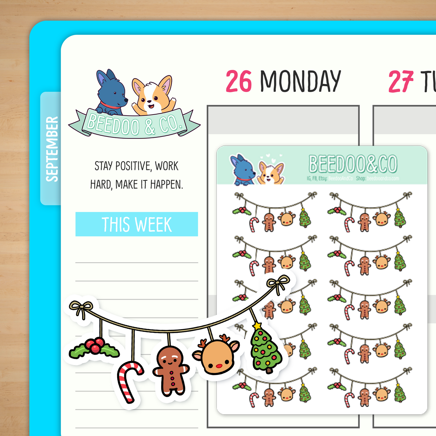 Christmas Garland Planner Stickers