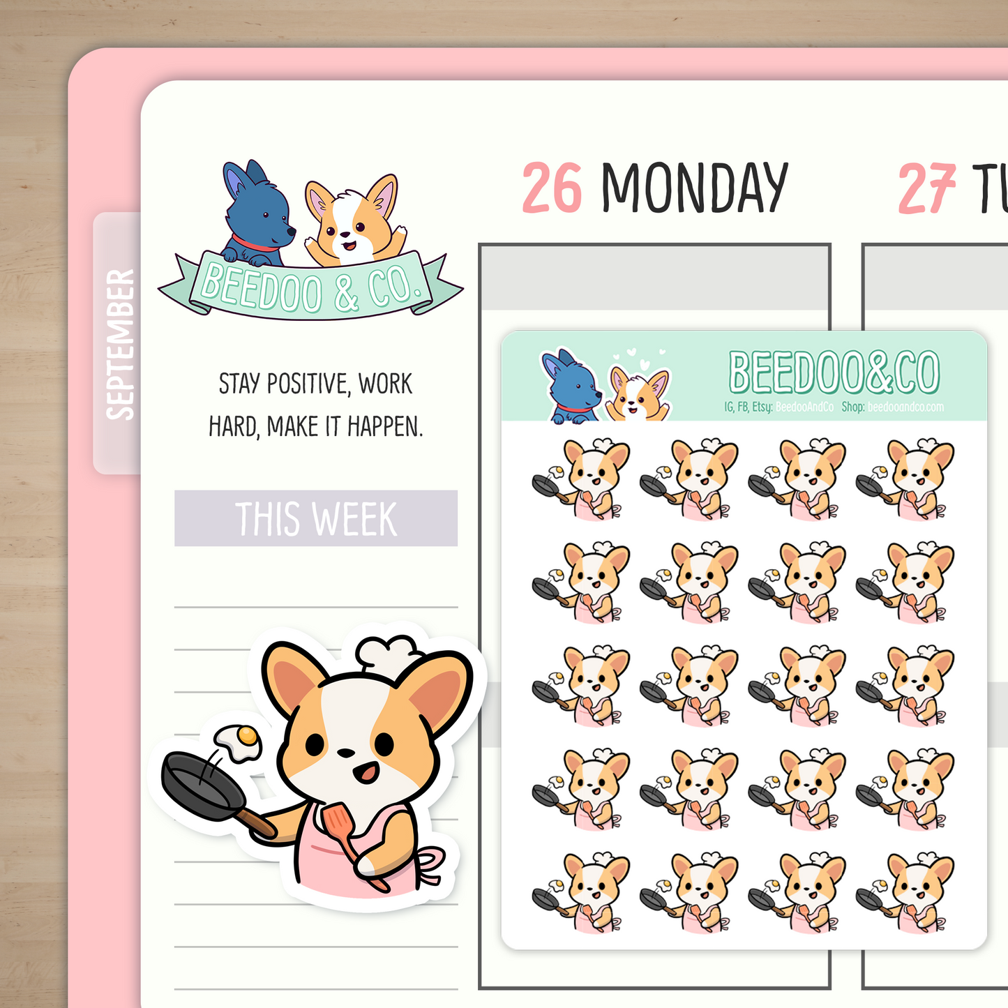 Cooking Miso Corgi Planner Stickers