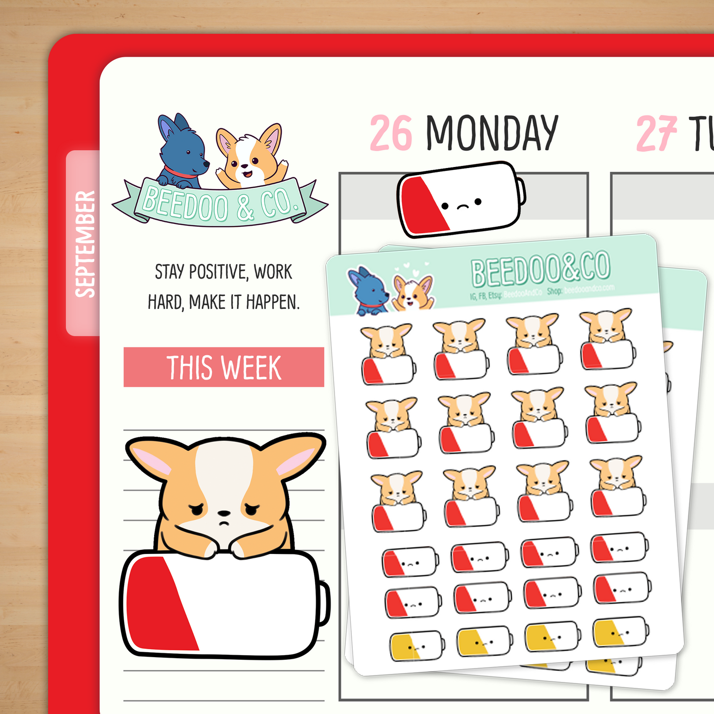 Empty Battery Planner Stickers