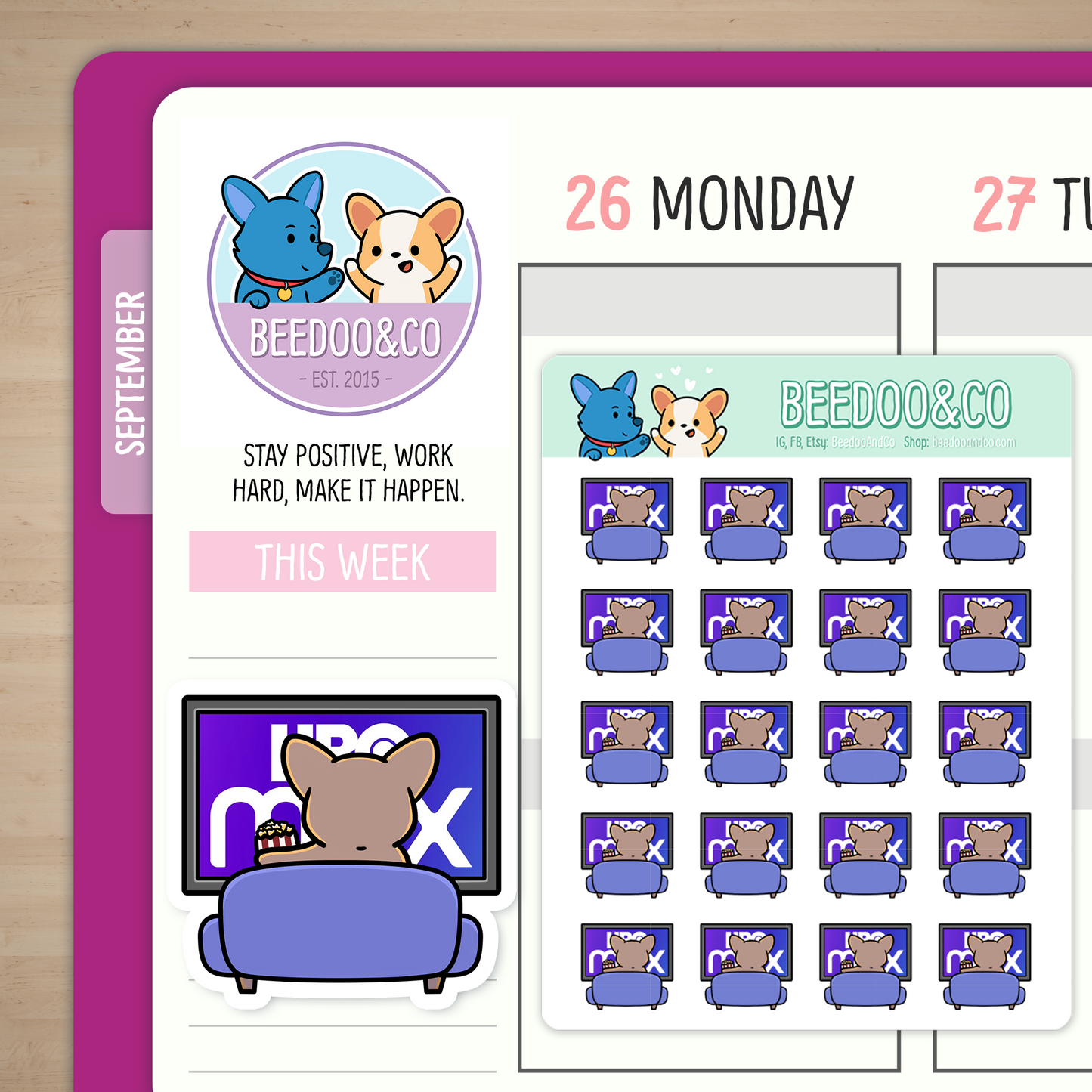 Miso The Corgi Watches HMax Planner Stickers