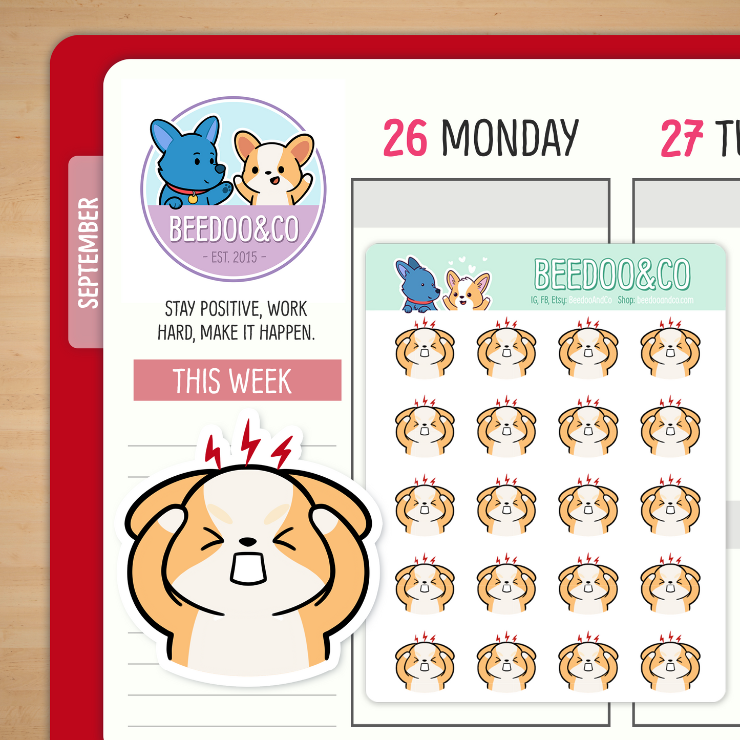 Miso Has A Headache Planner Stickers