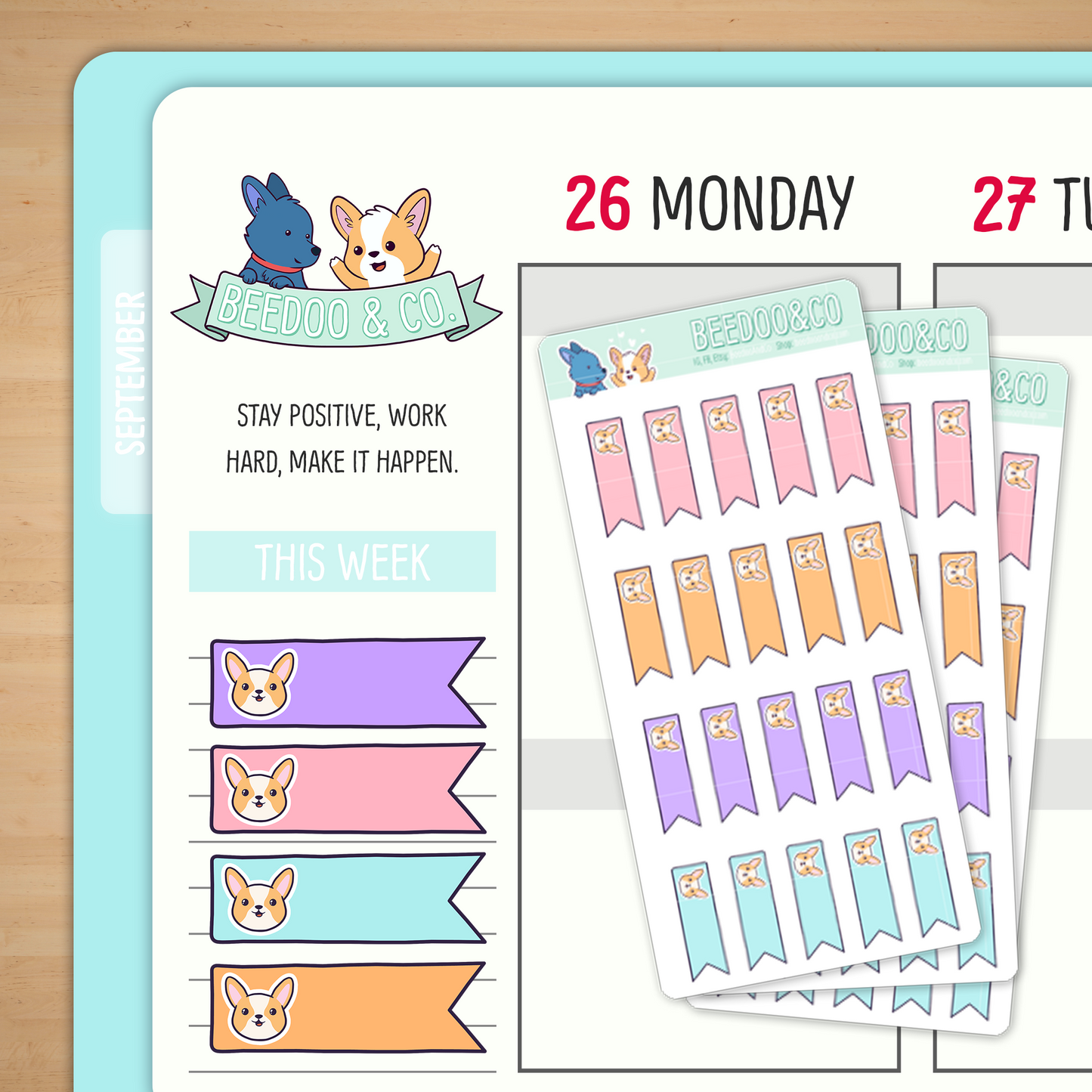 Horizontal Page Flag Planner Stickers