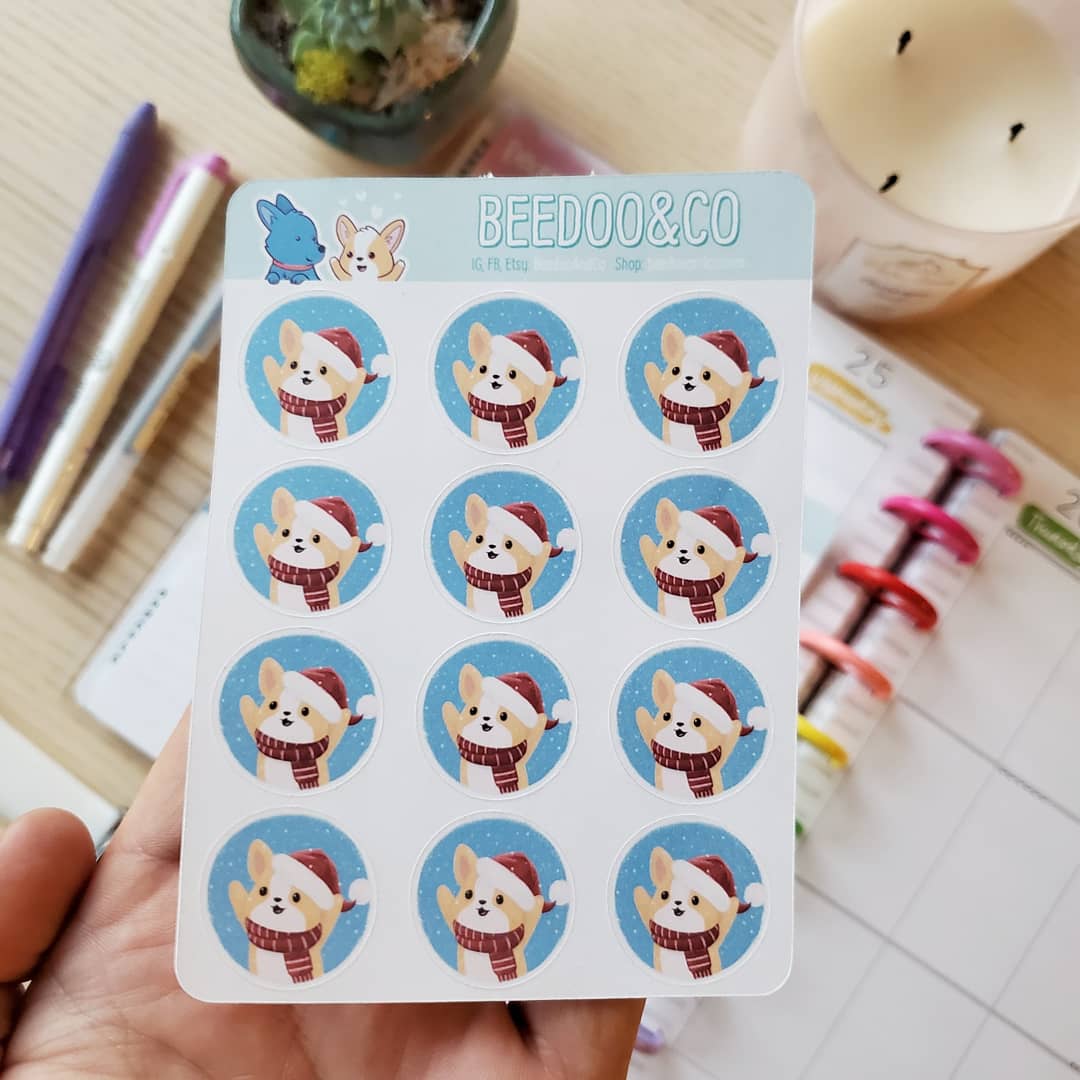 Pastel Miso Corgi Christmas Planner Stickers