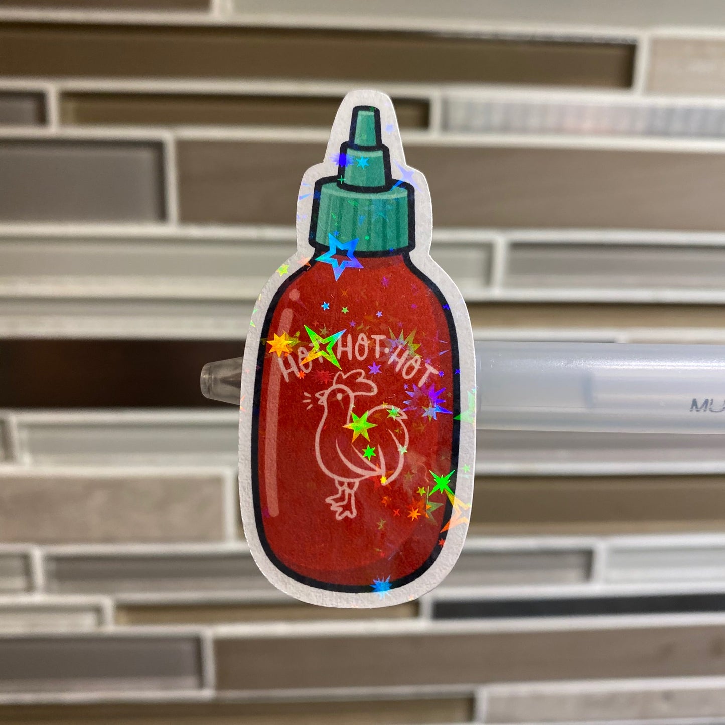 Star Holographic Popular Hot Sauce Die Cut Sticker