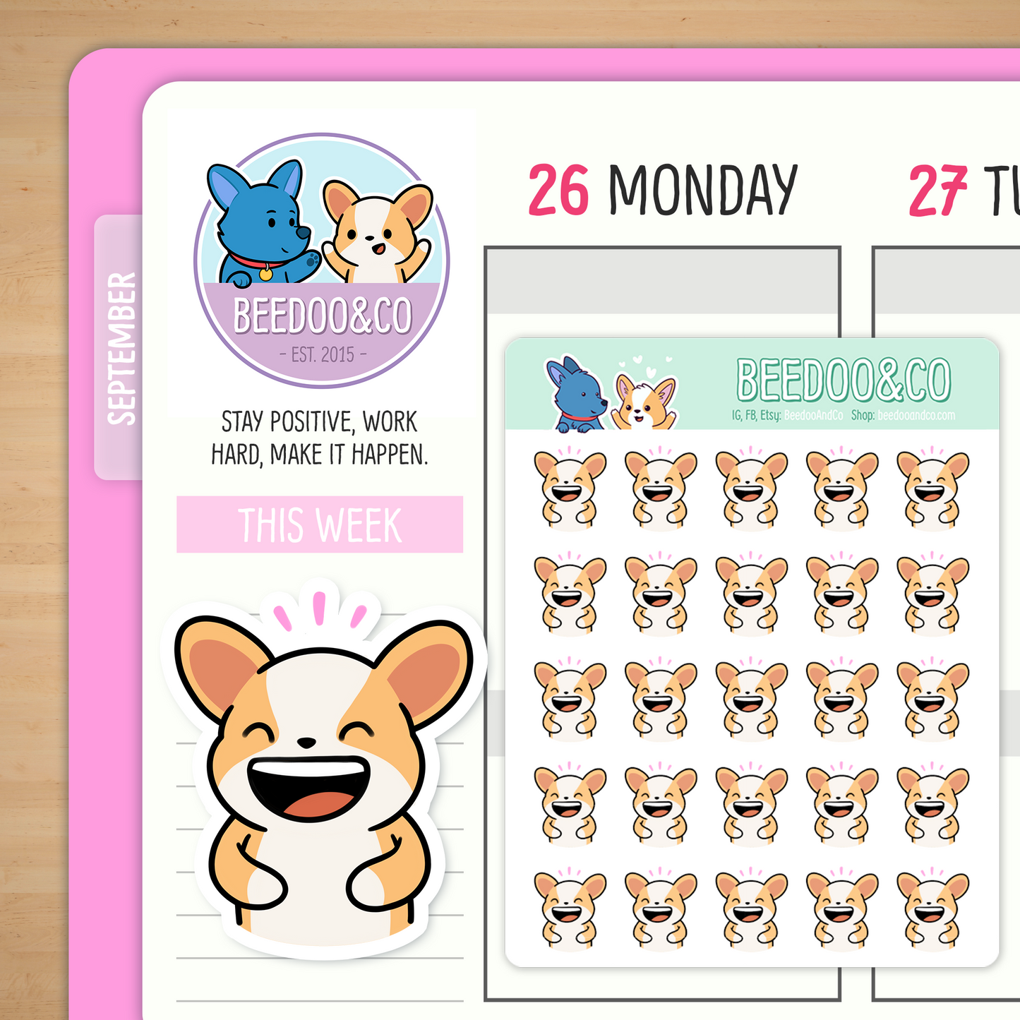 Laughing Miso Corgi Planner Stickers