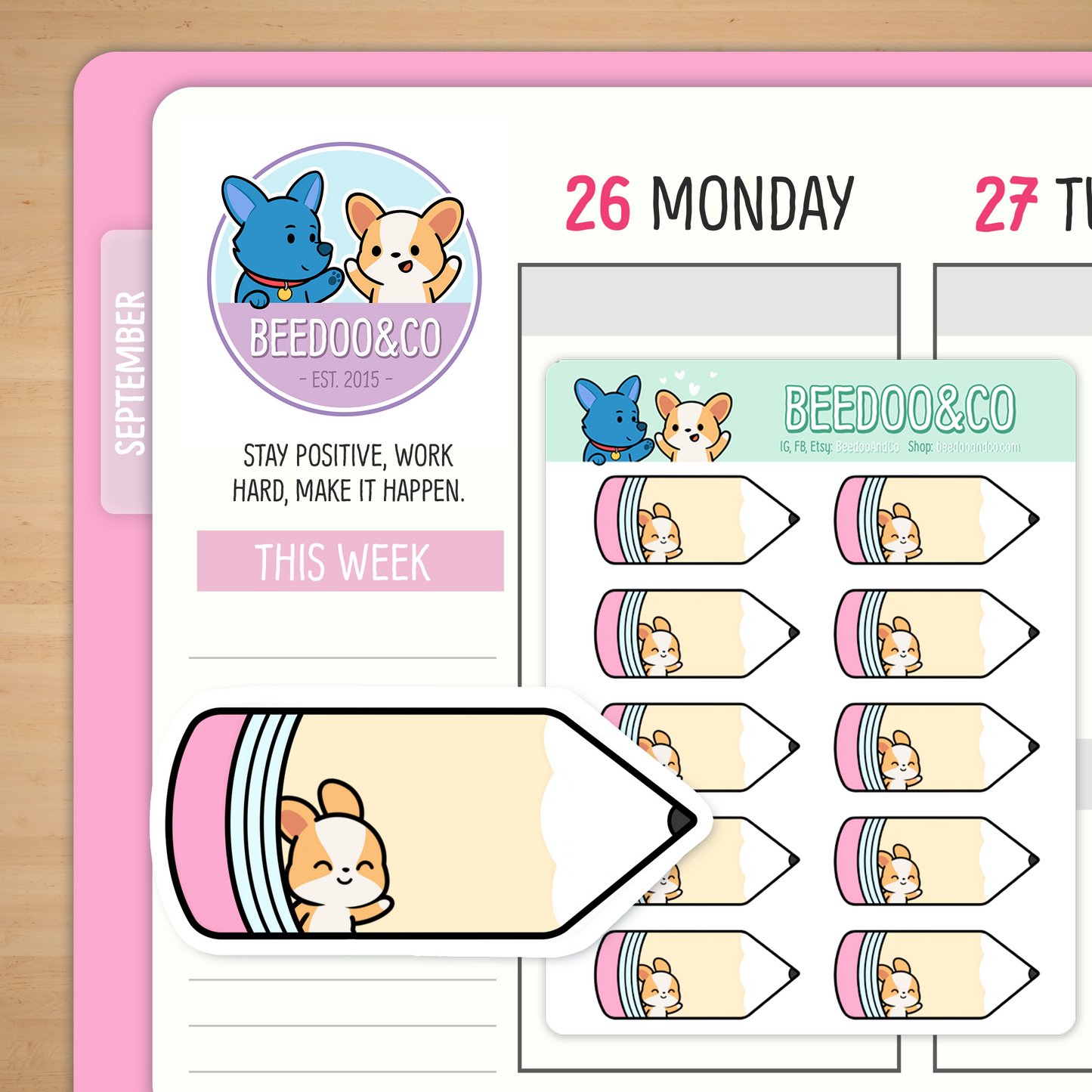 Miso The Corgi Big Pencil Planner Stickers
