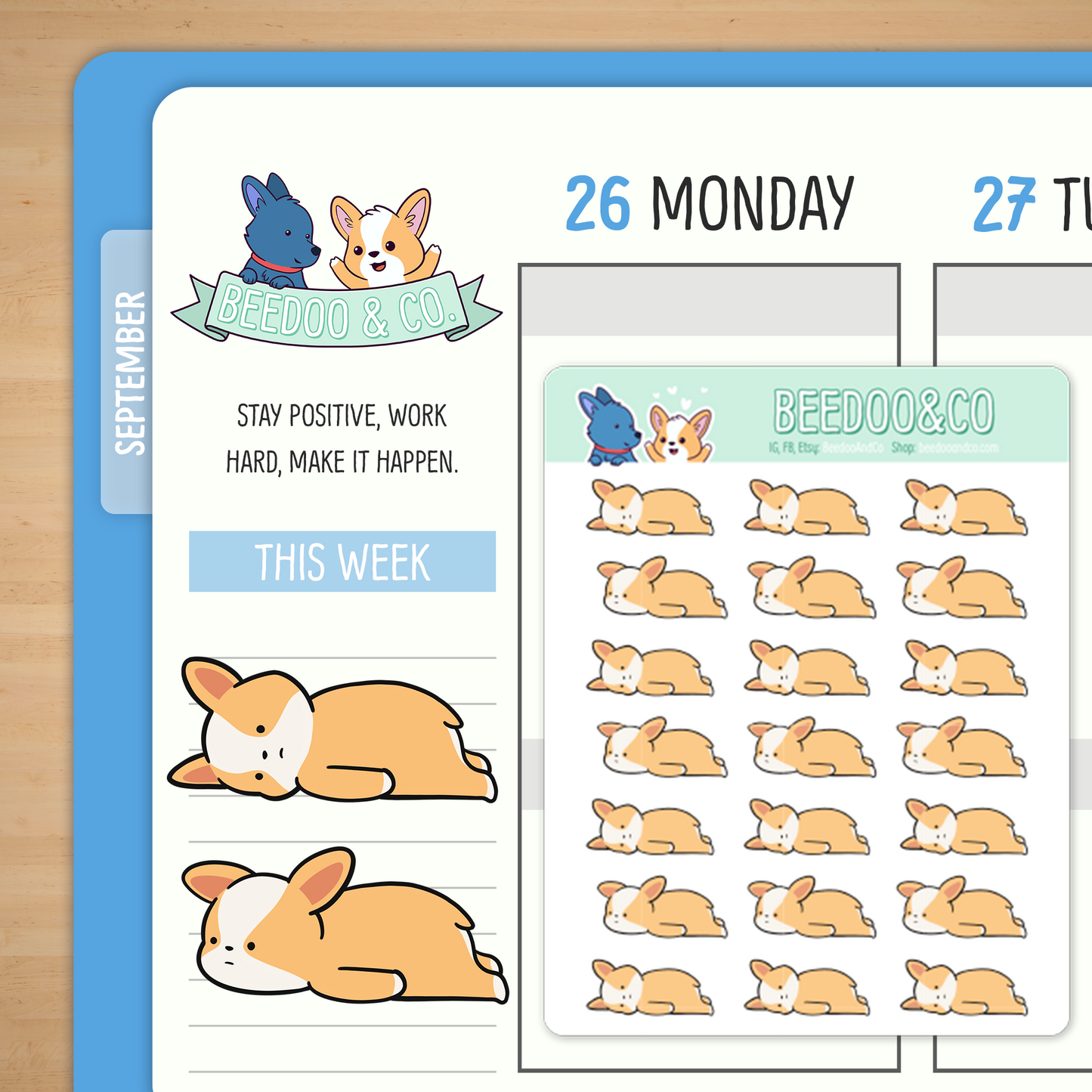 Sad Corgi Planner Stickers