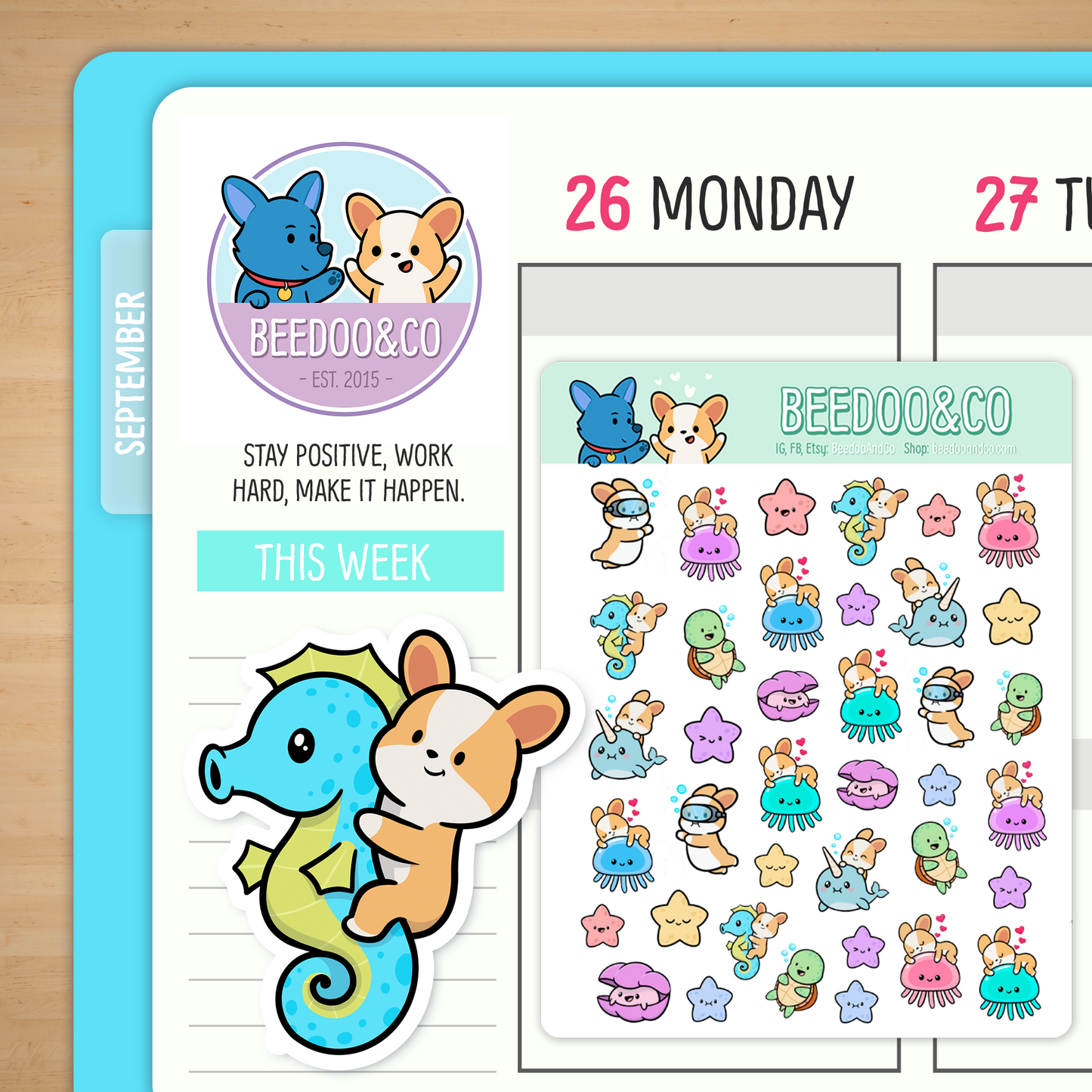 Miso The Corgi Mixed Sealife Planner Stickers