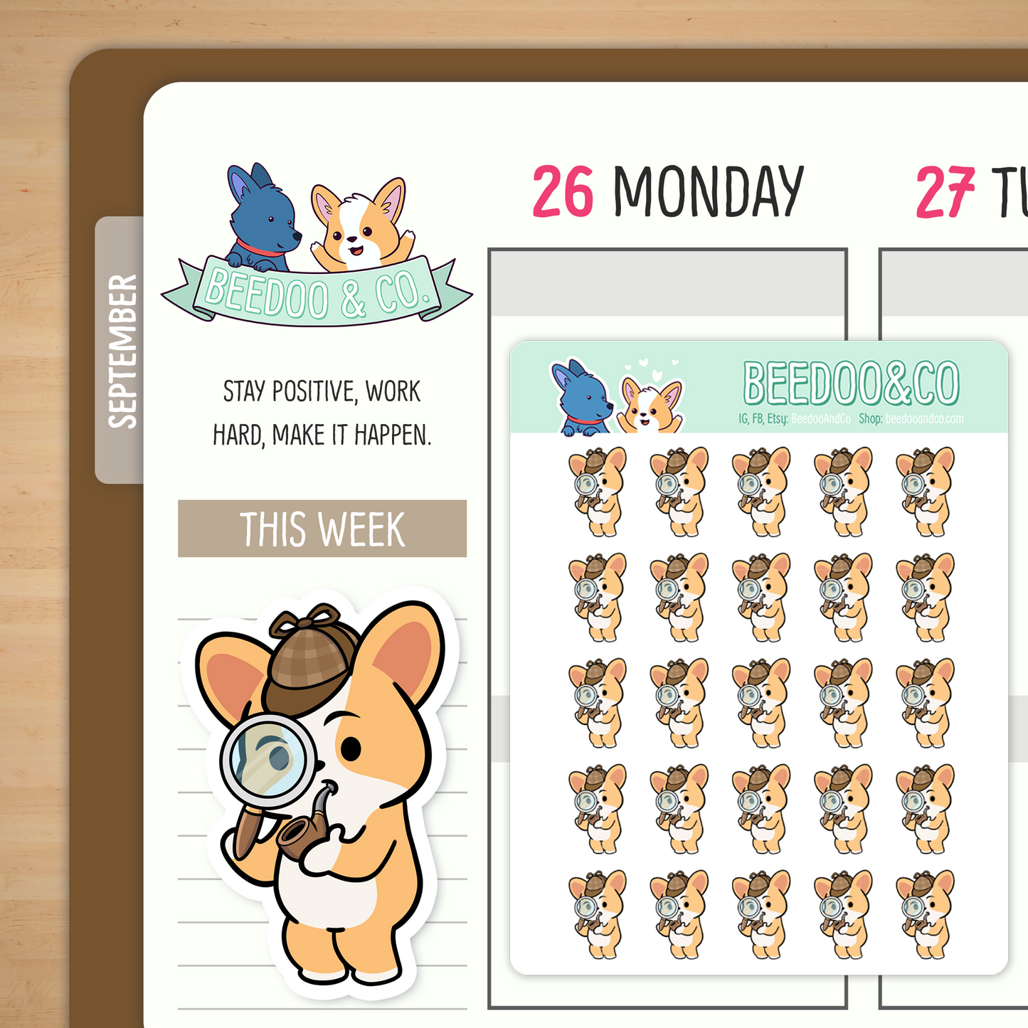 Detective Miso Corgi Planner Stickers