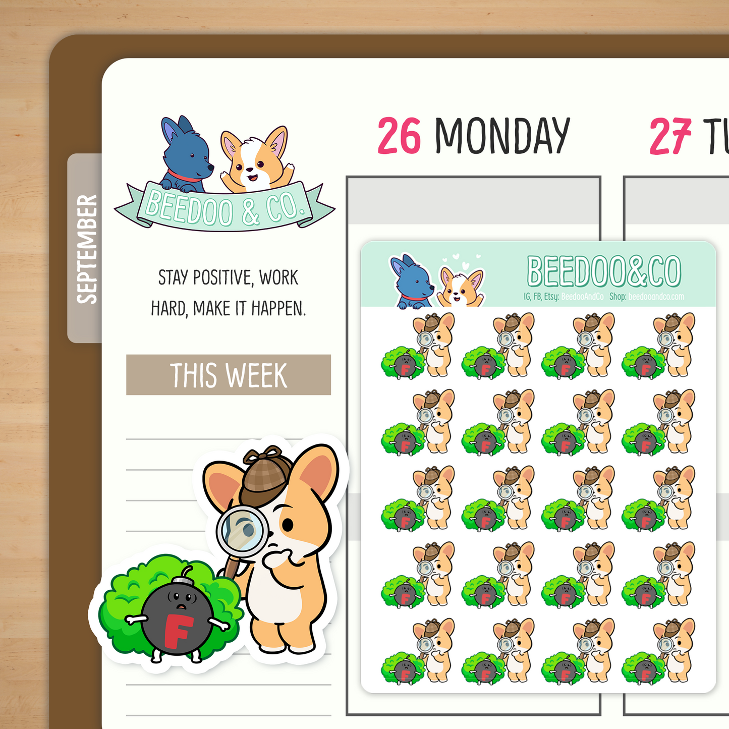 Looking for Fs To Give Detective Miso Corgi Planner Stickers