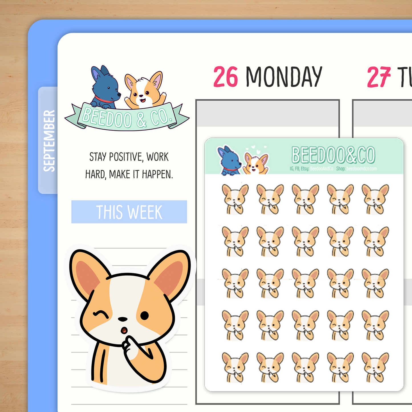 Shh Keep A Secret Miso Corgi Planner Stickers
