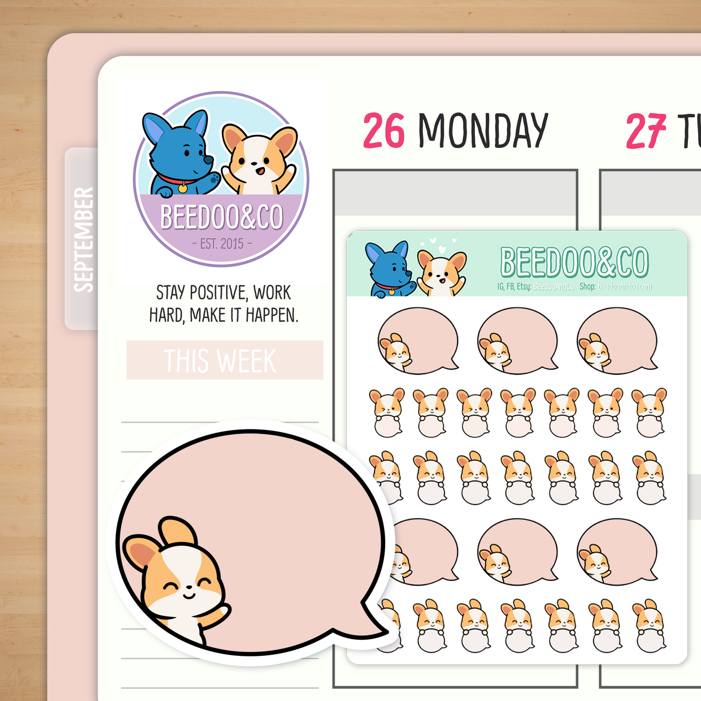 Miso The Corgi Nudes Speech Bubbles Planner Stickers
