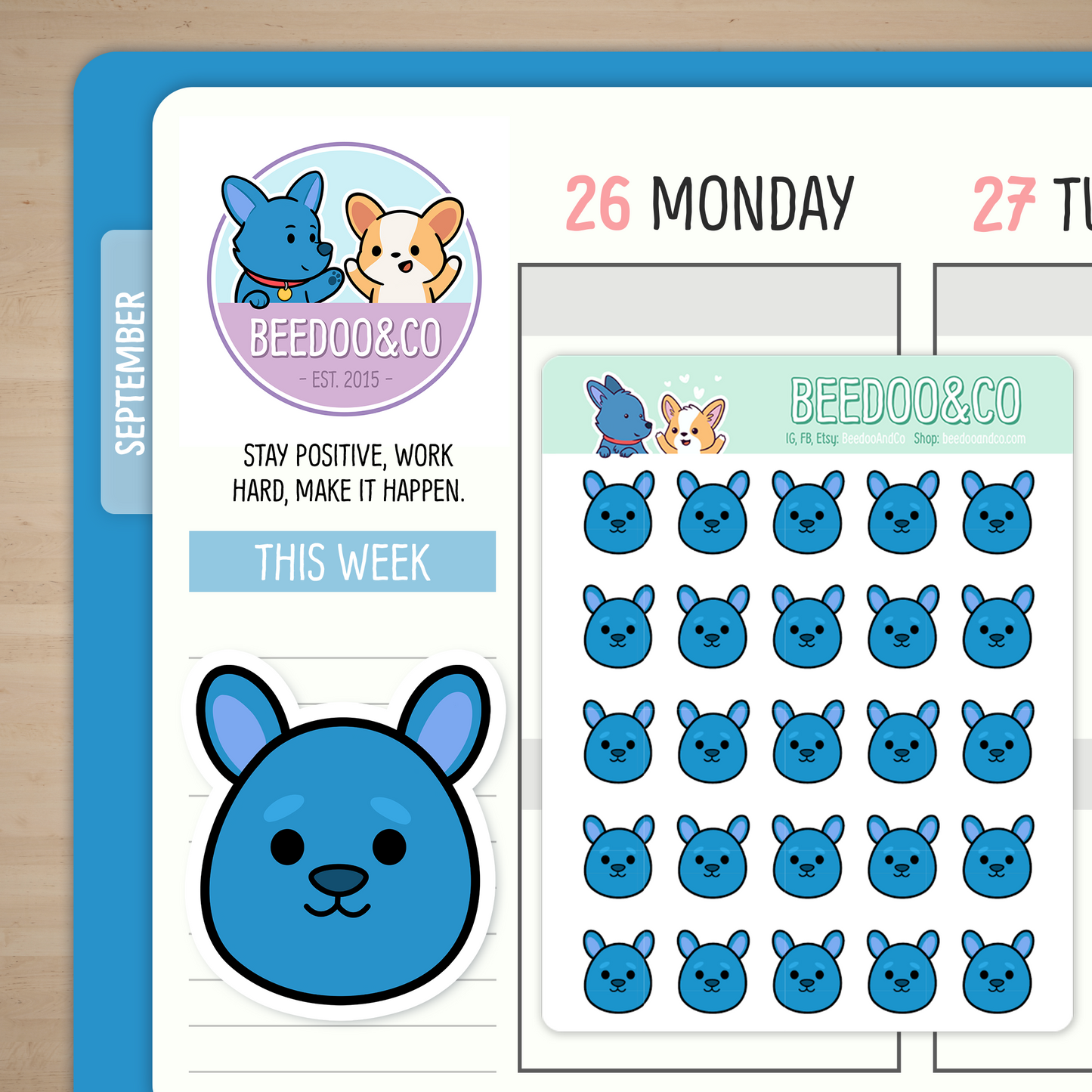 Stuffed Plushie Beamer Black Dog Planner Stickers