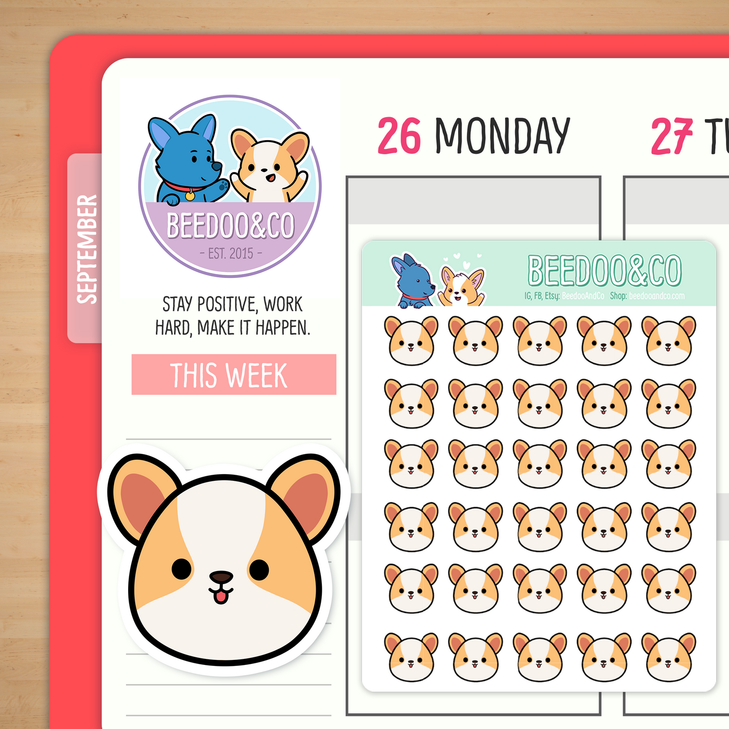 Stuffed Plushie Miso Corgi Planner Stickers