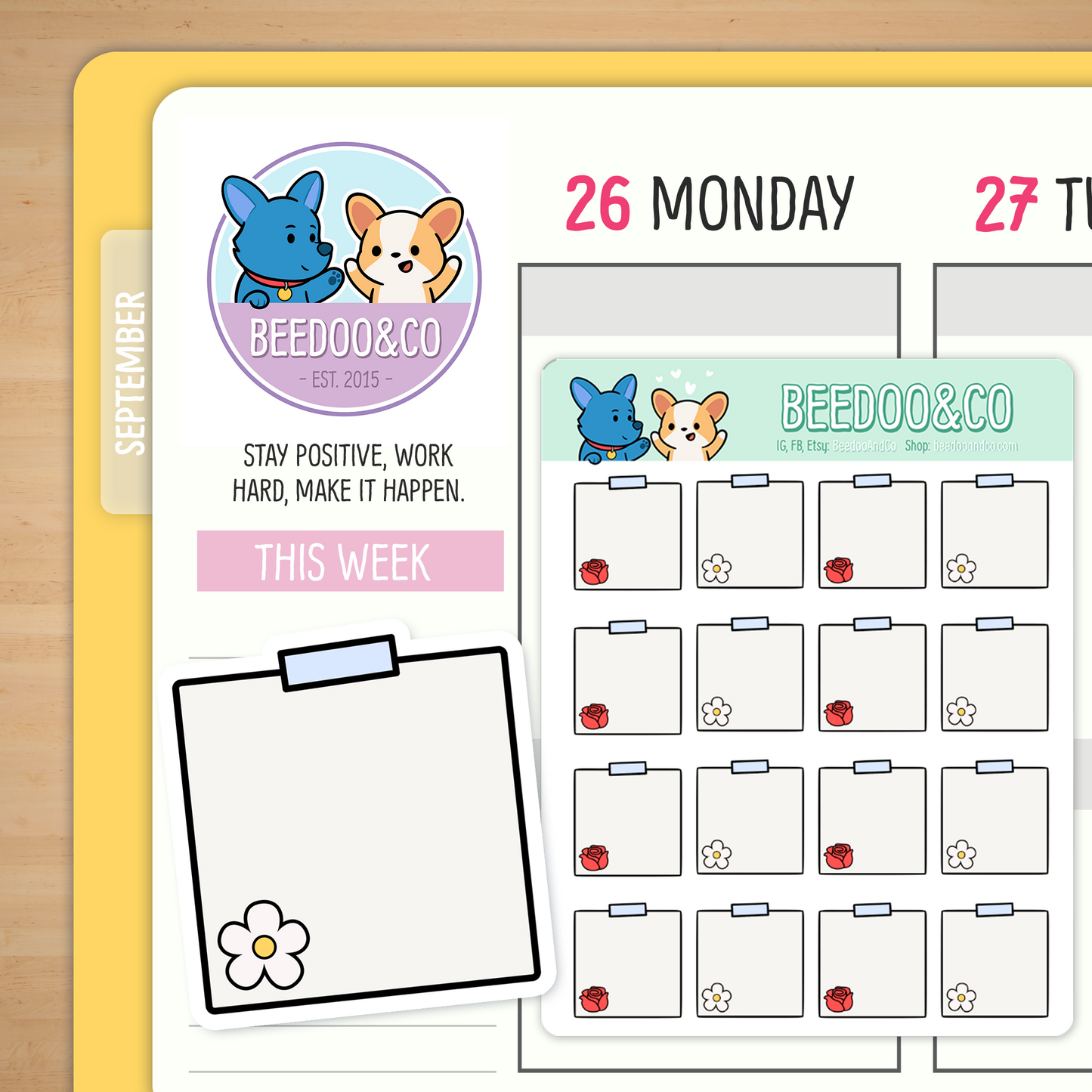 Floral Sticky Notes Planner Stickers