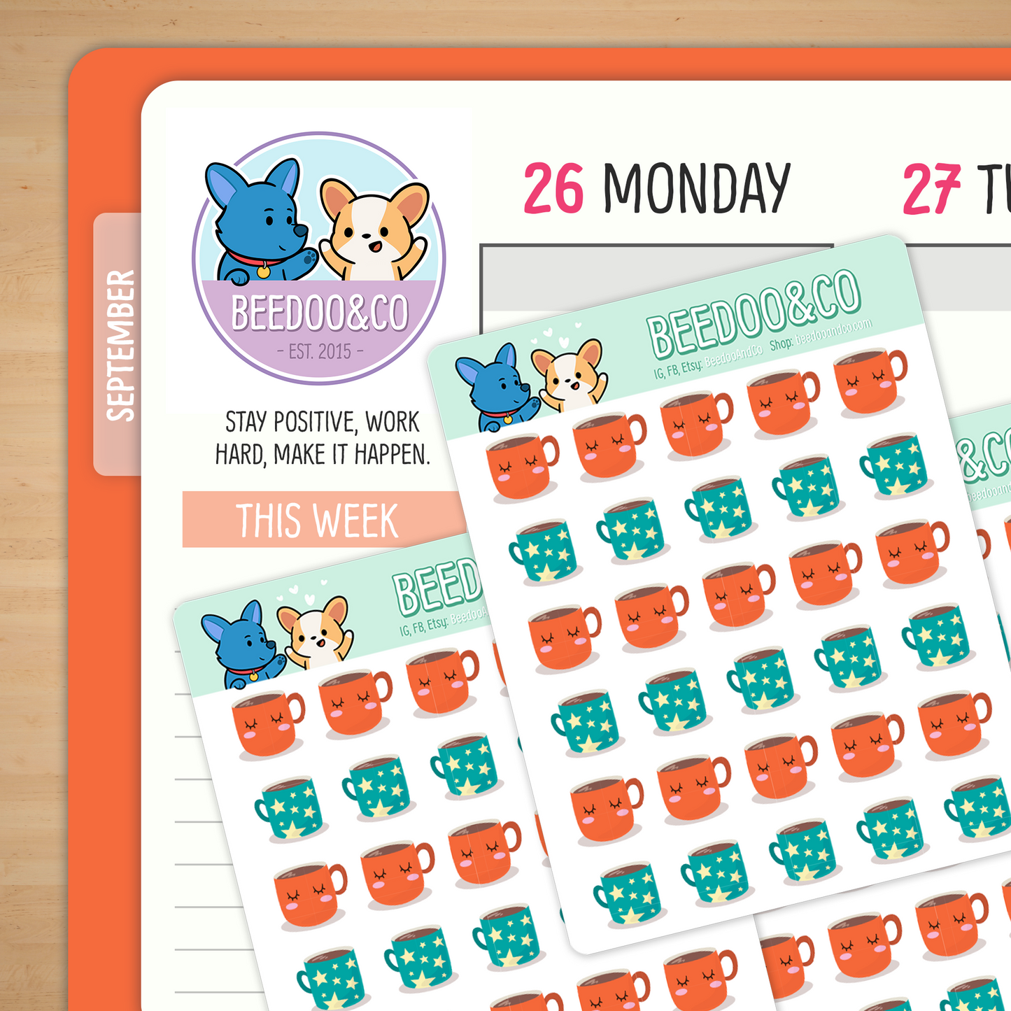 Cute Coffee Mugs Planner Stickers