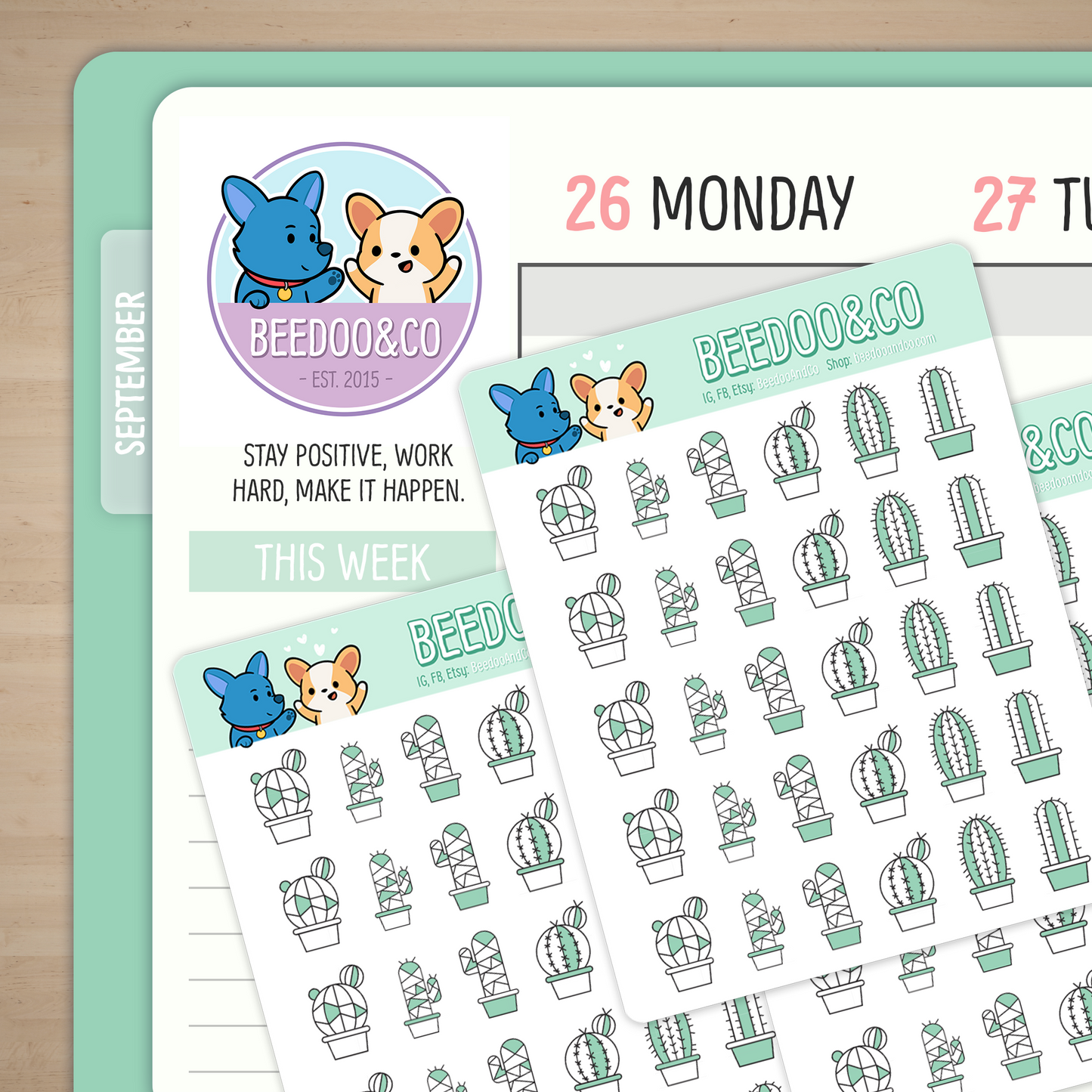Geometric Cactus Planner Stickers