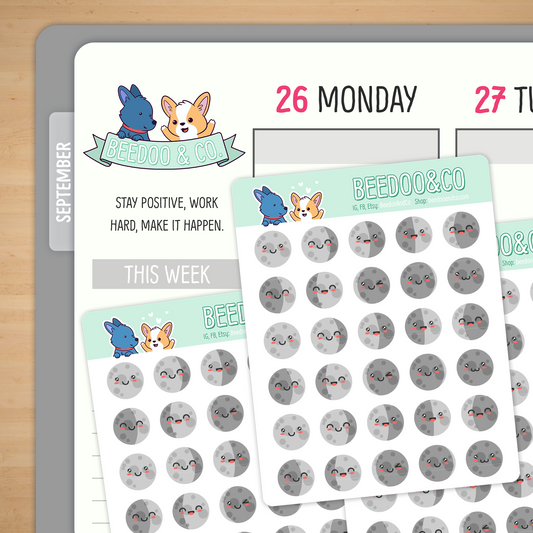 Moon Phases Emojis Planner Stickers