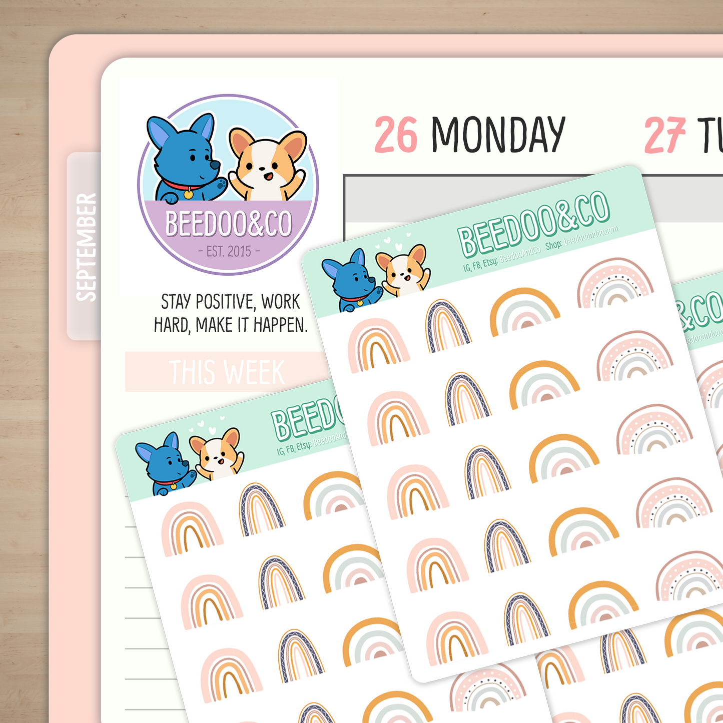 Neutral Rainbows Planner Stickers