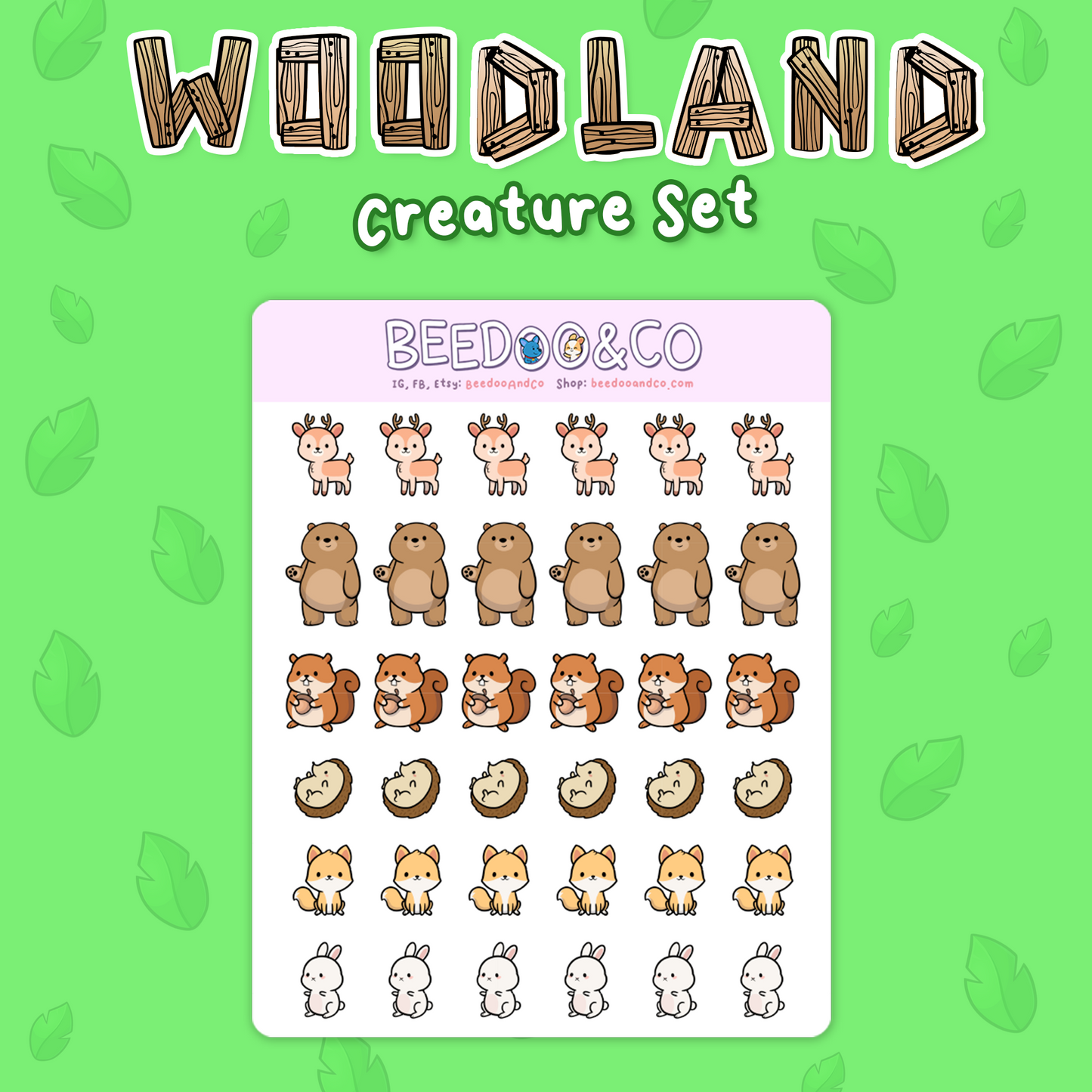 Woodland Creature Set Of Planner Stickers