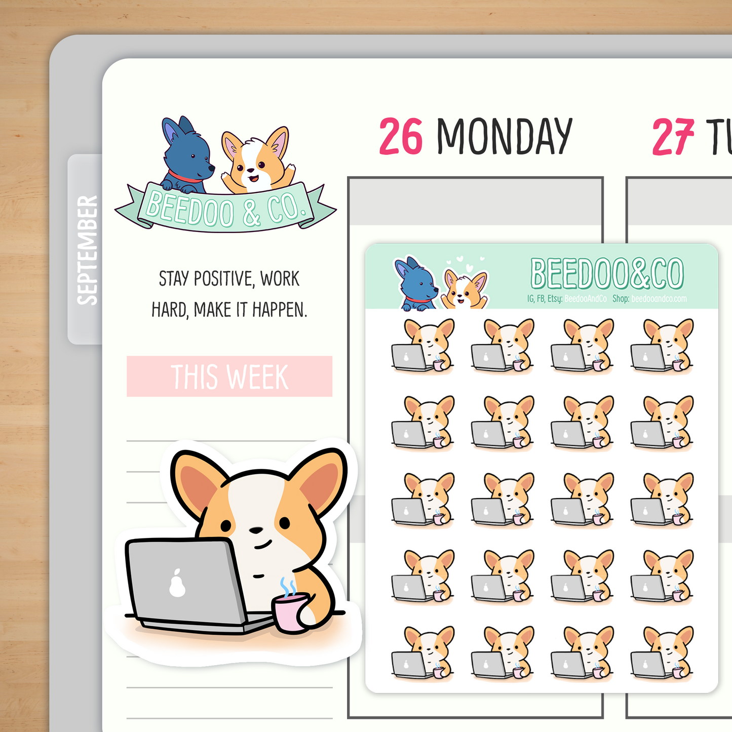 Miso Corgi Laptop Stickers