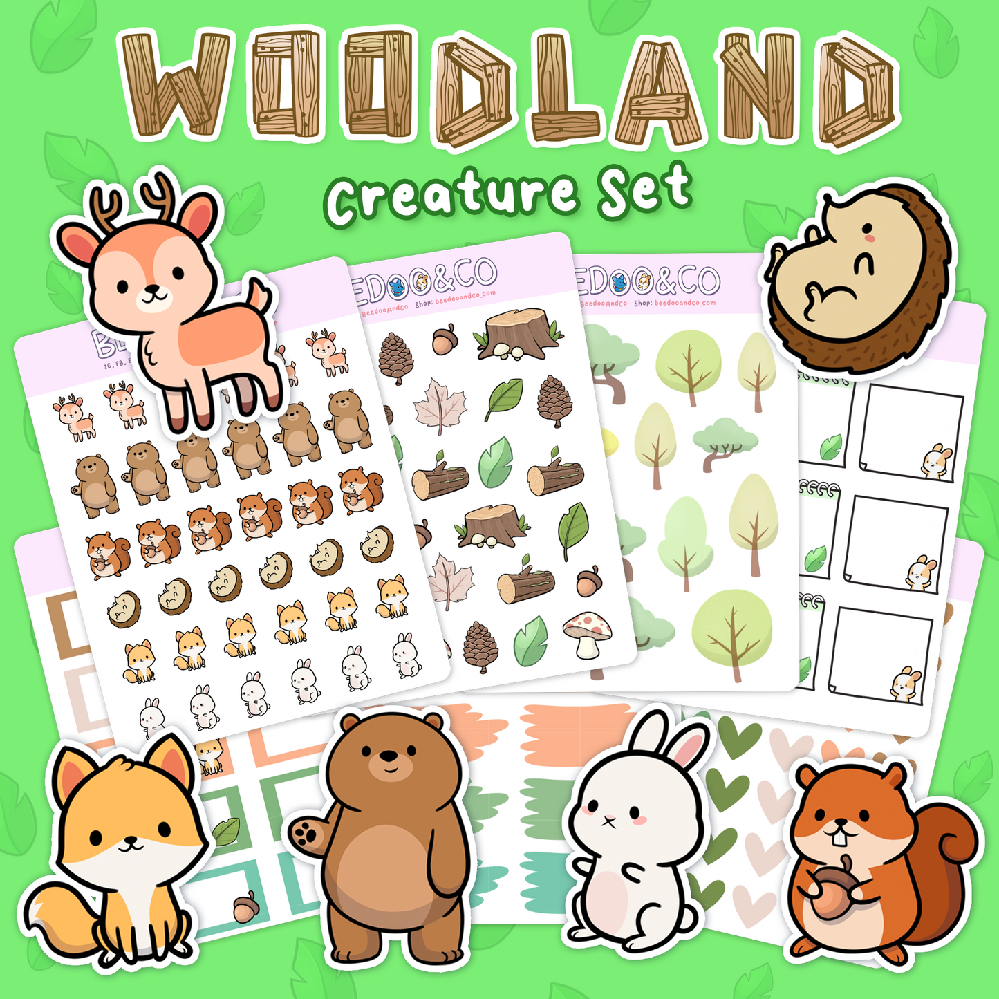 Woodland Creature Set Of Planner Stickers