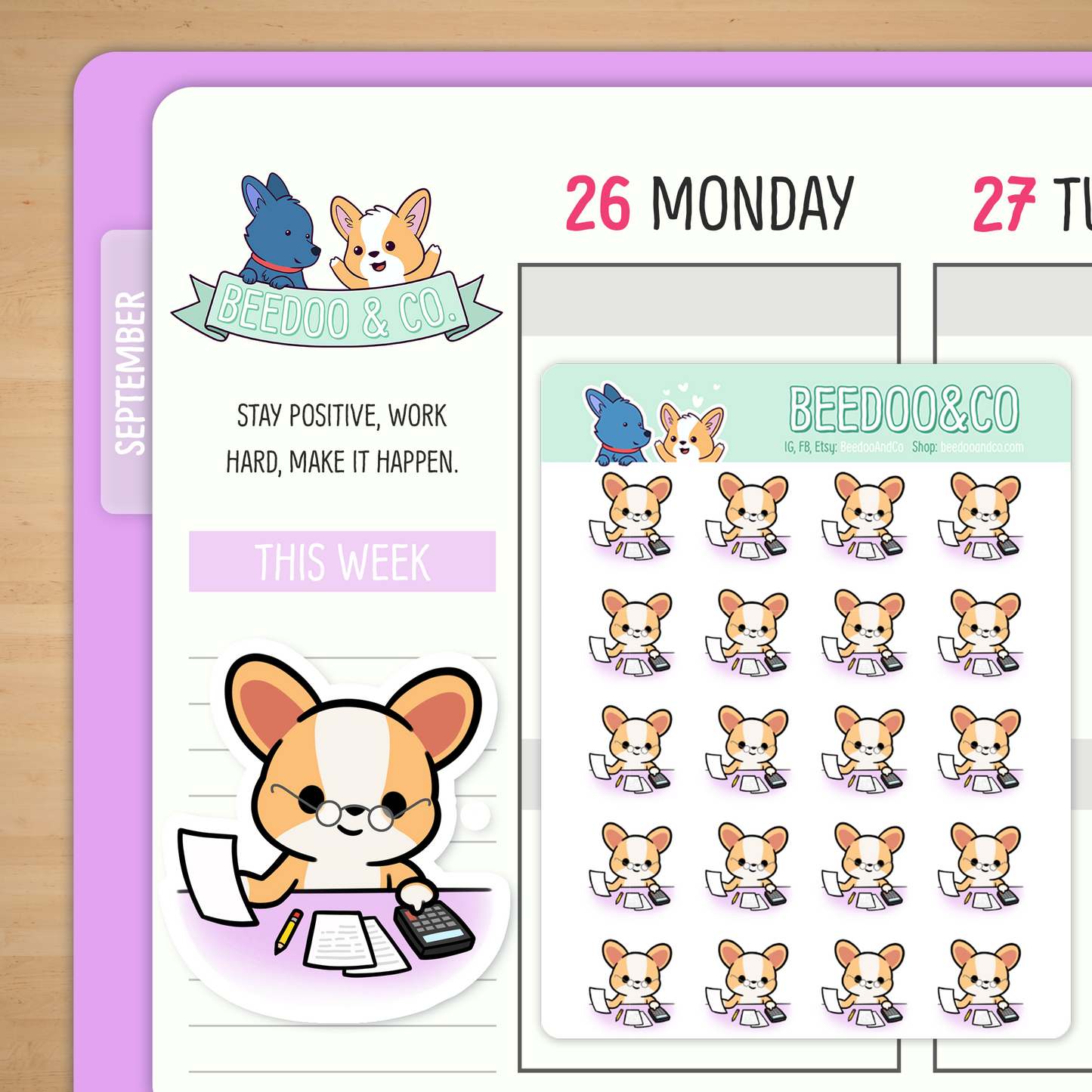 Accounting Miso Corgi Planner Stickers