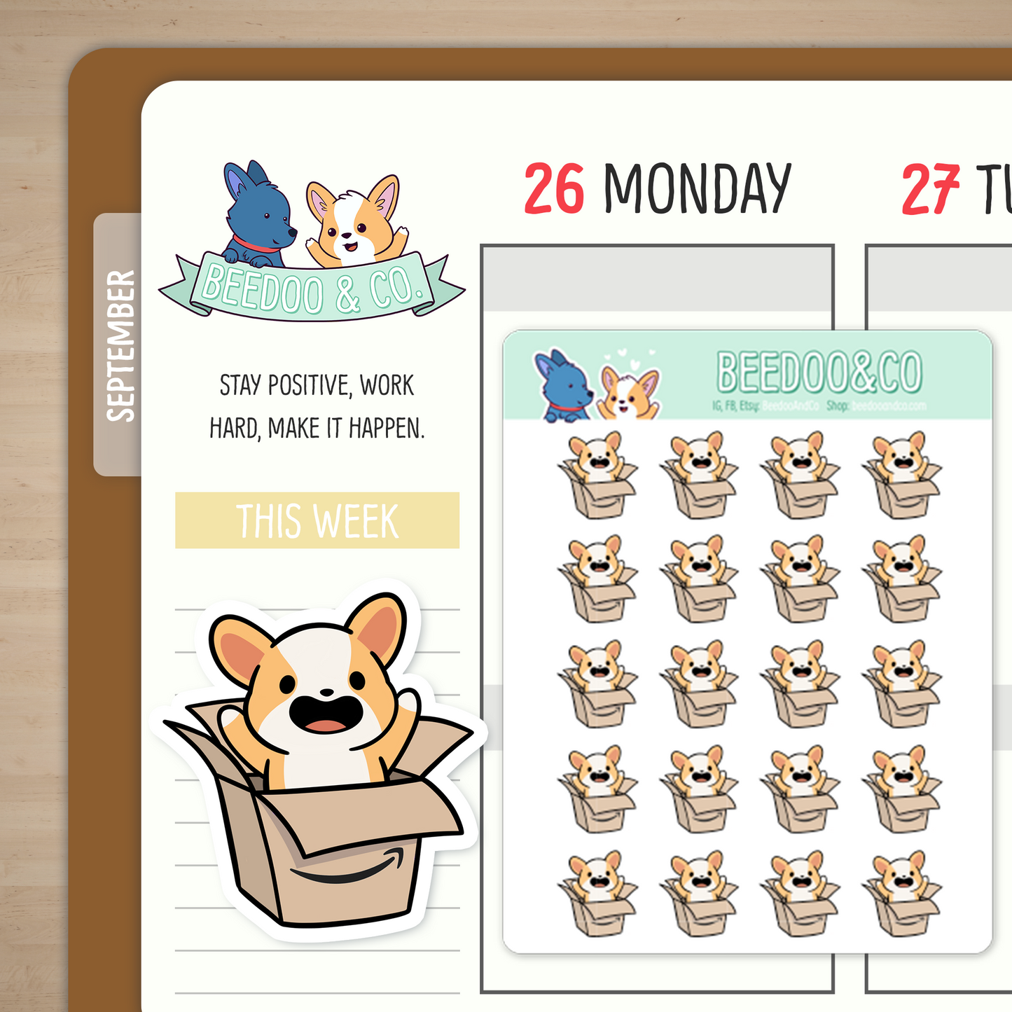 Amazon Package Miso Corgi Planner Stickers