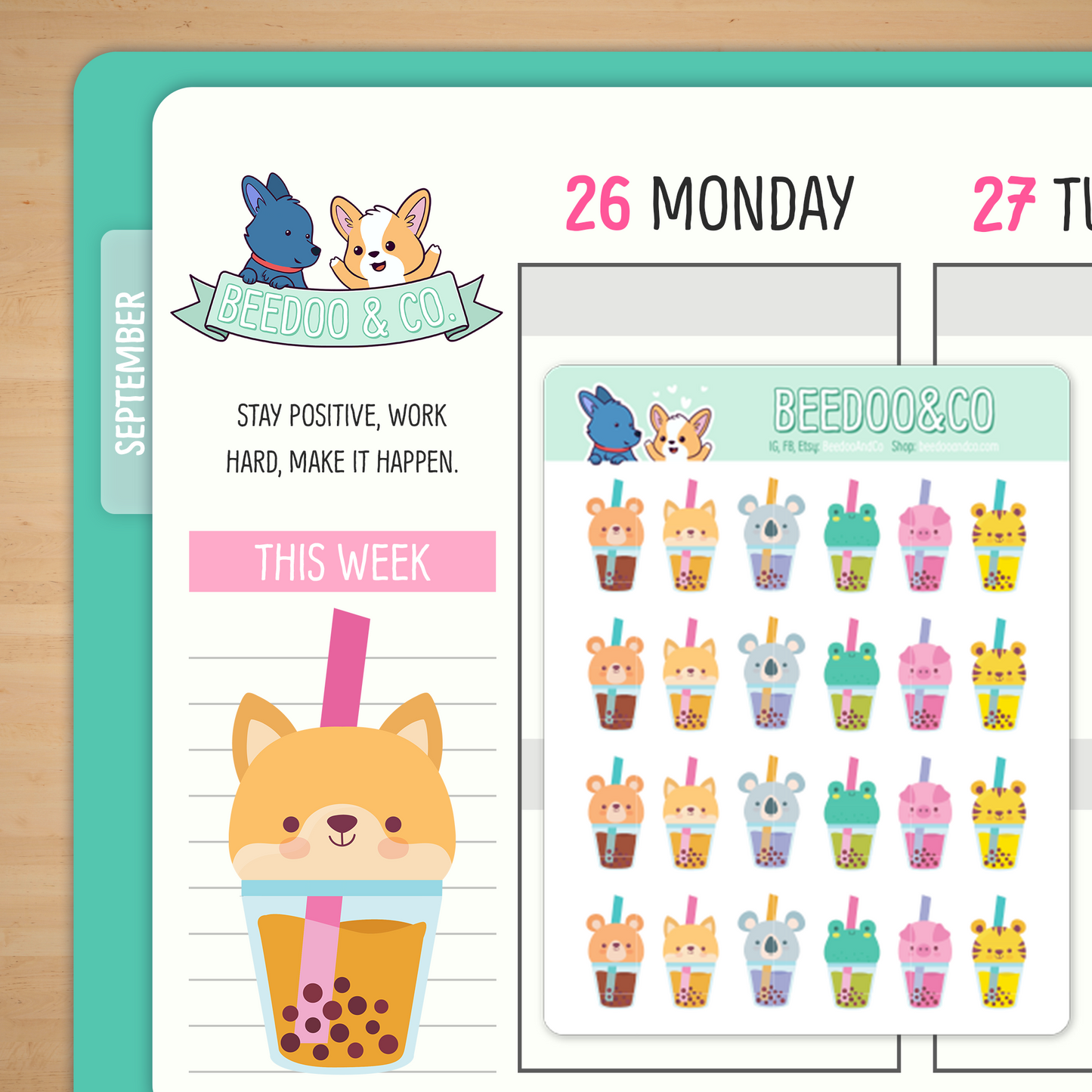 Cute Animal Bubble Tea Stickers