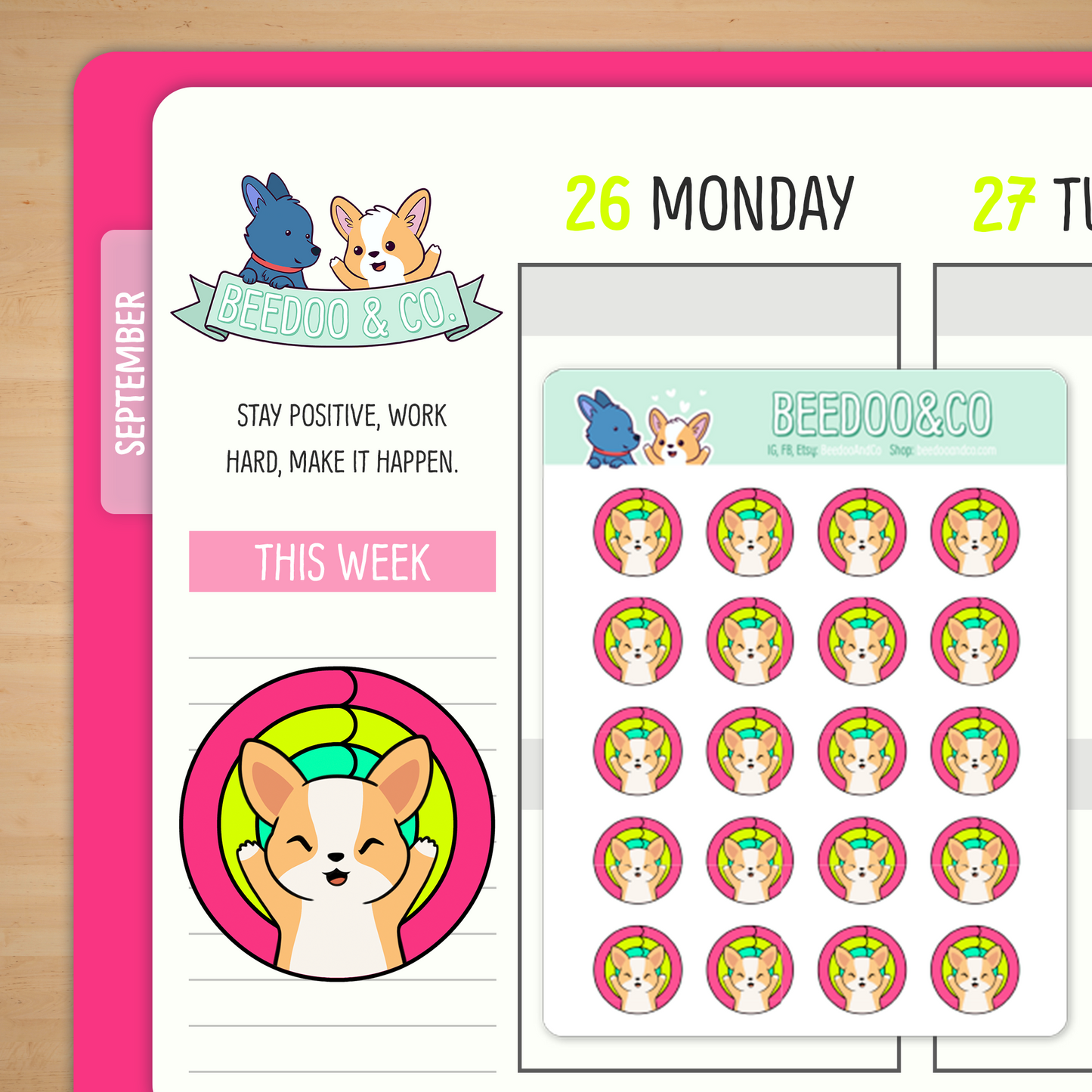 Corgi Fitness Ring Planner Stickers