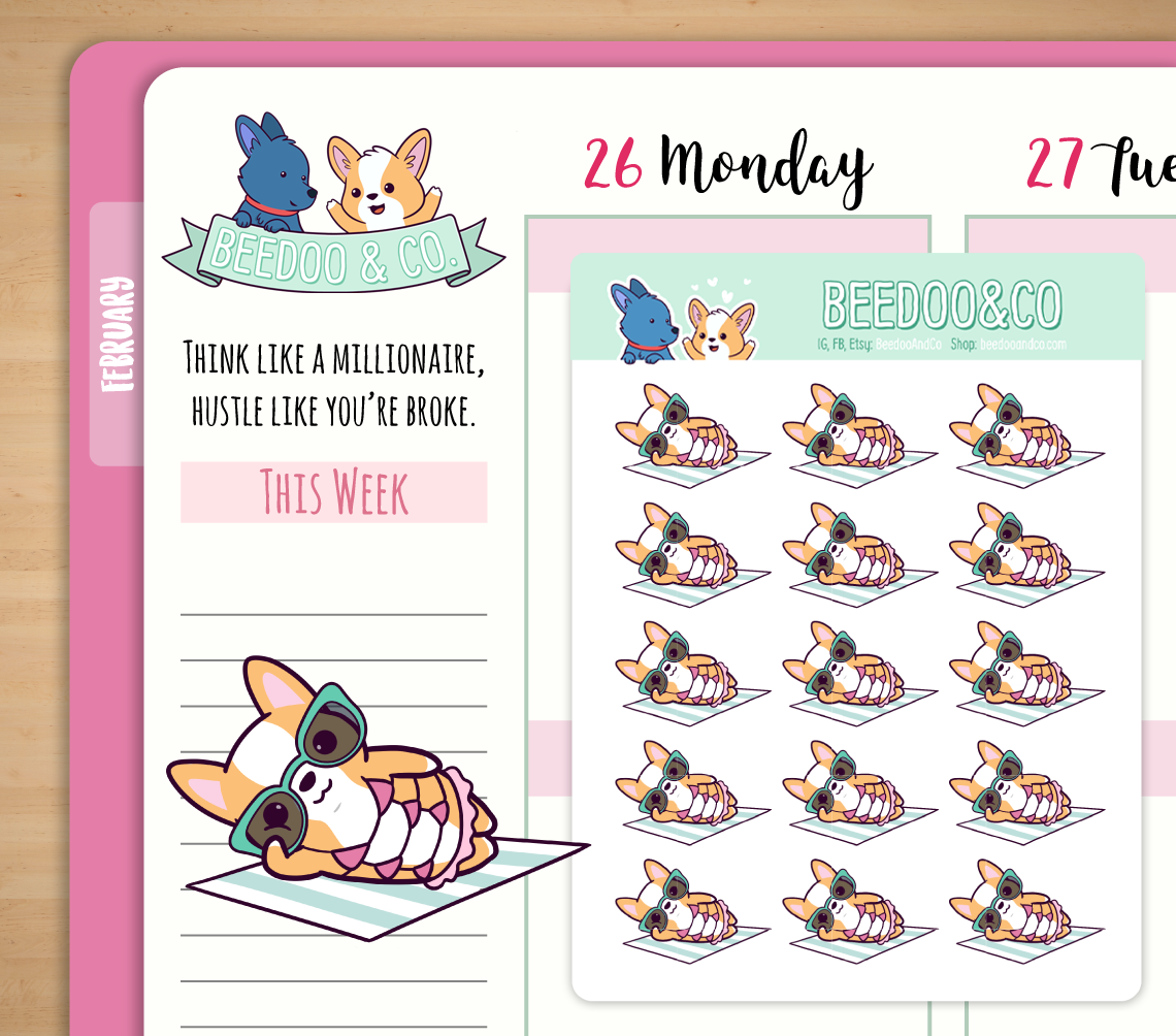 Corgi Bikini Planner Stickers