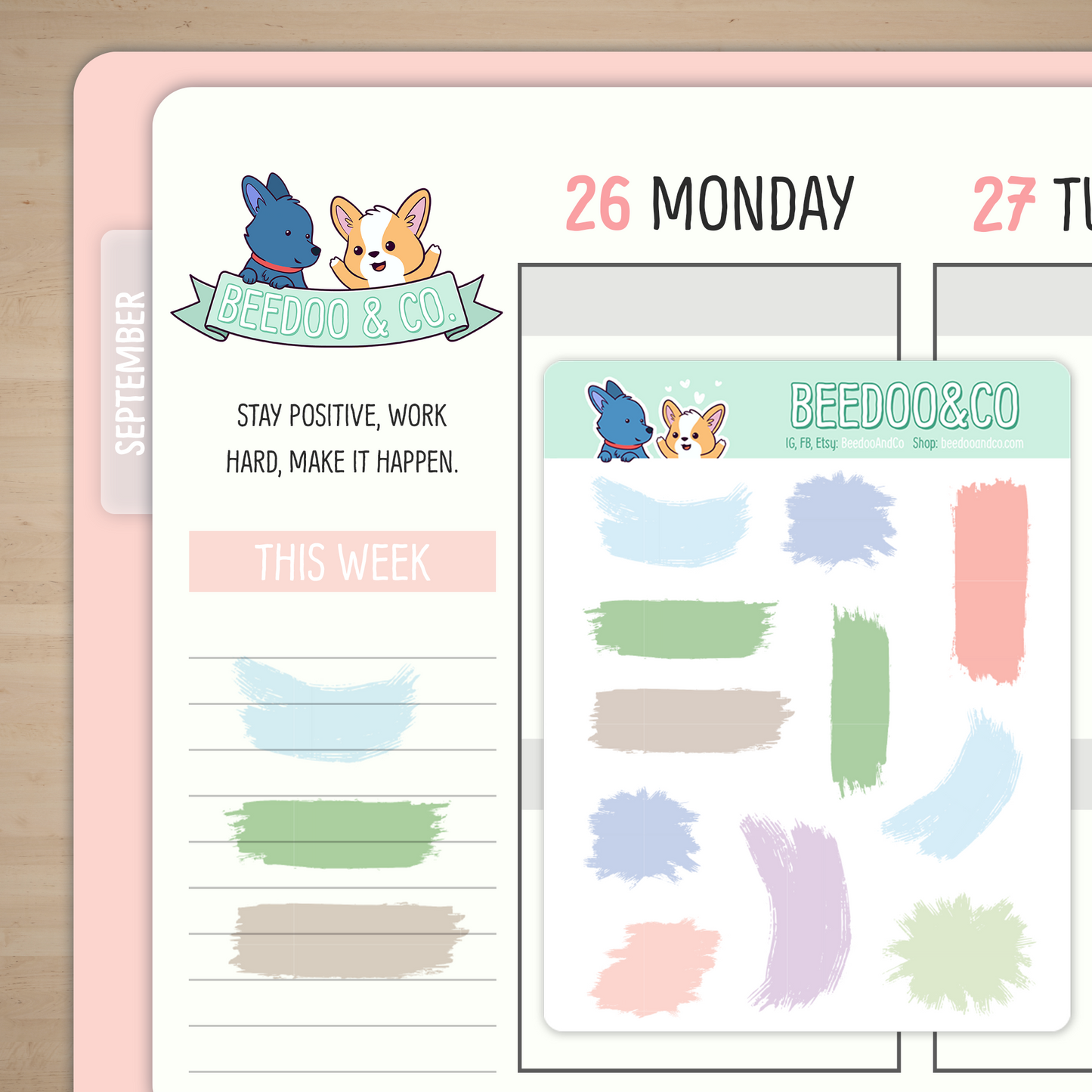 Pastel Brush Strokes Deco Planner Stickers