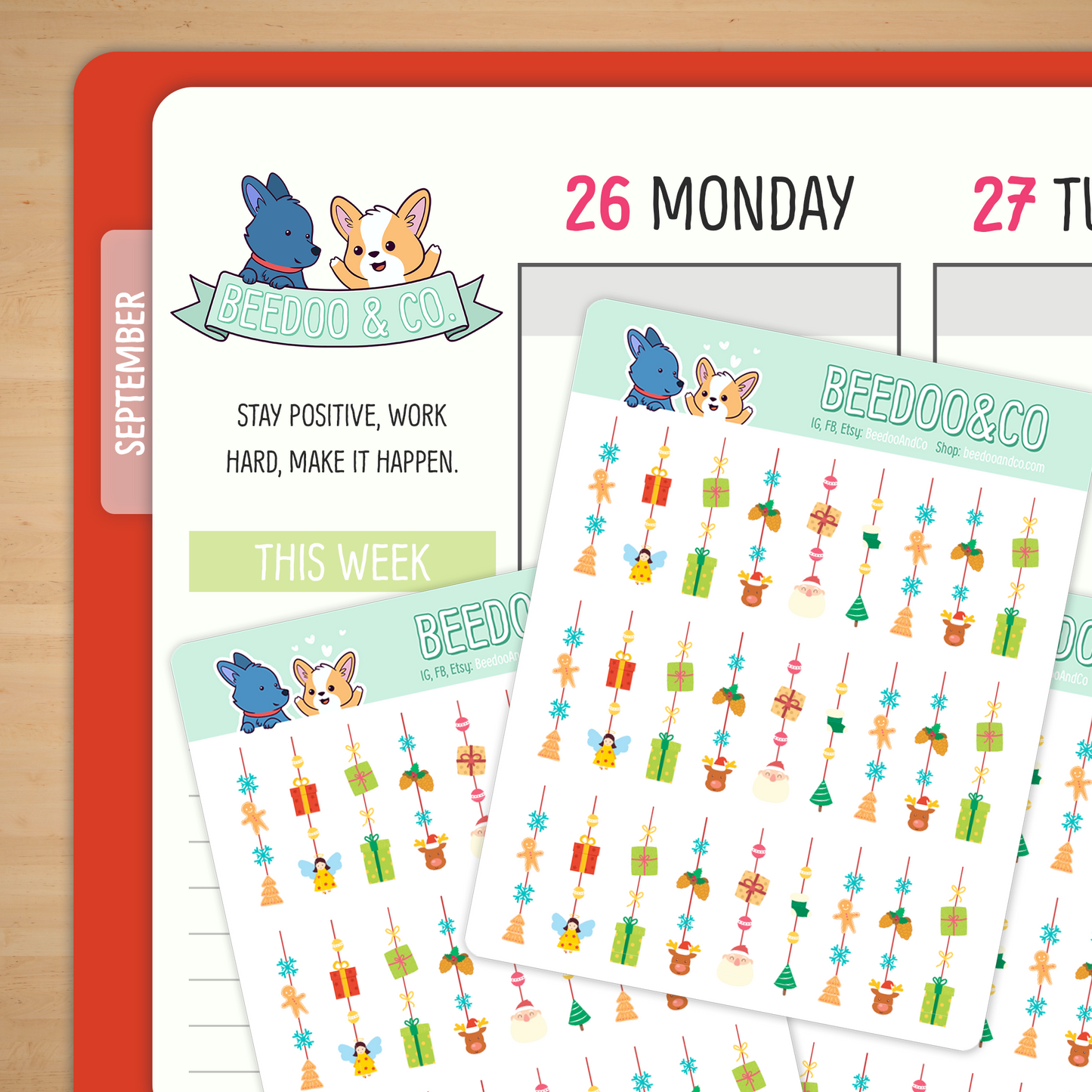 Christmas String Lights Planner Stickers