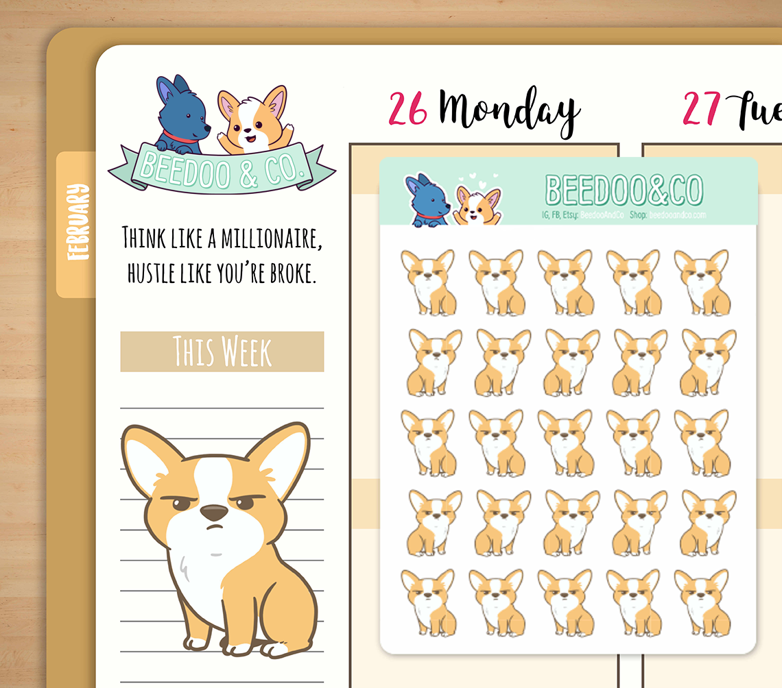 Don't be a b!@ch corgi Planner Stickers