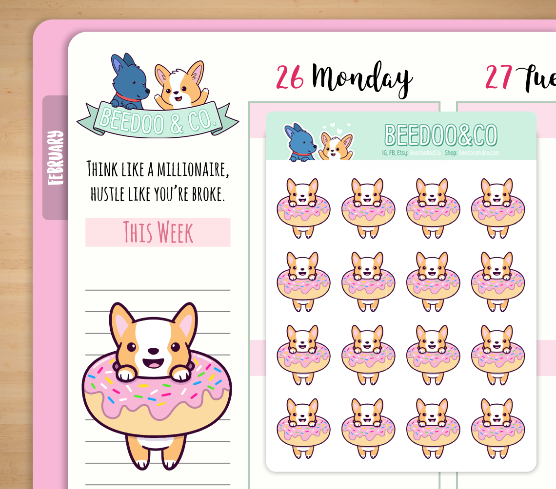 Donut Corgi Planner Stickers