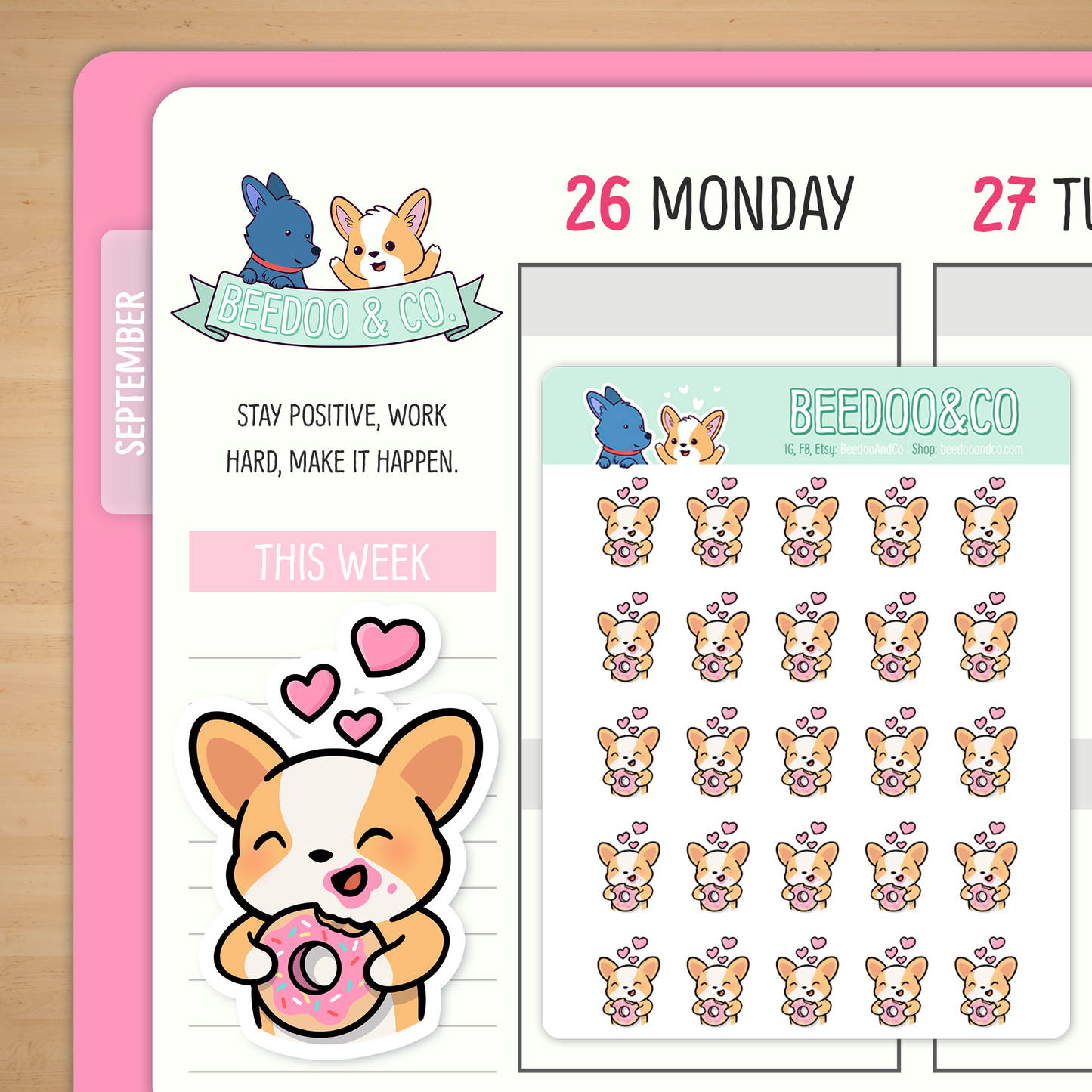 Delicious Doughnut Corgi Planner Stickers