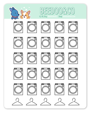 Doodle Washing Machine Planner Stickers