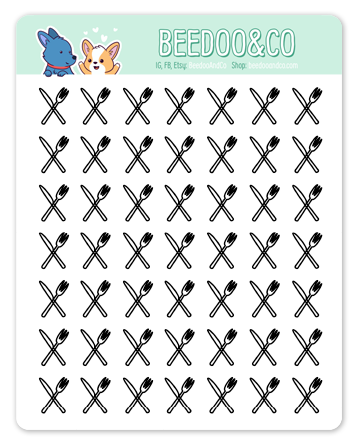 Doodle Fork and Knife Planner Stickers