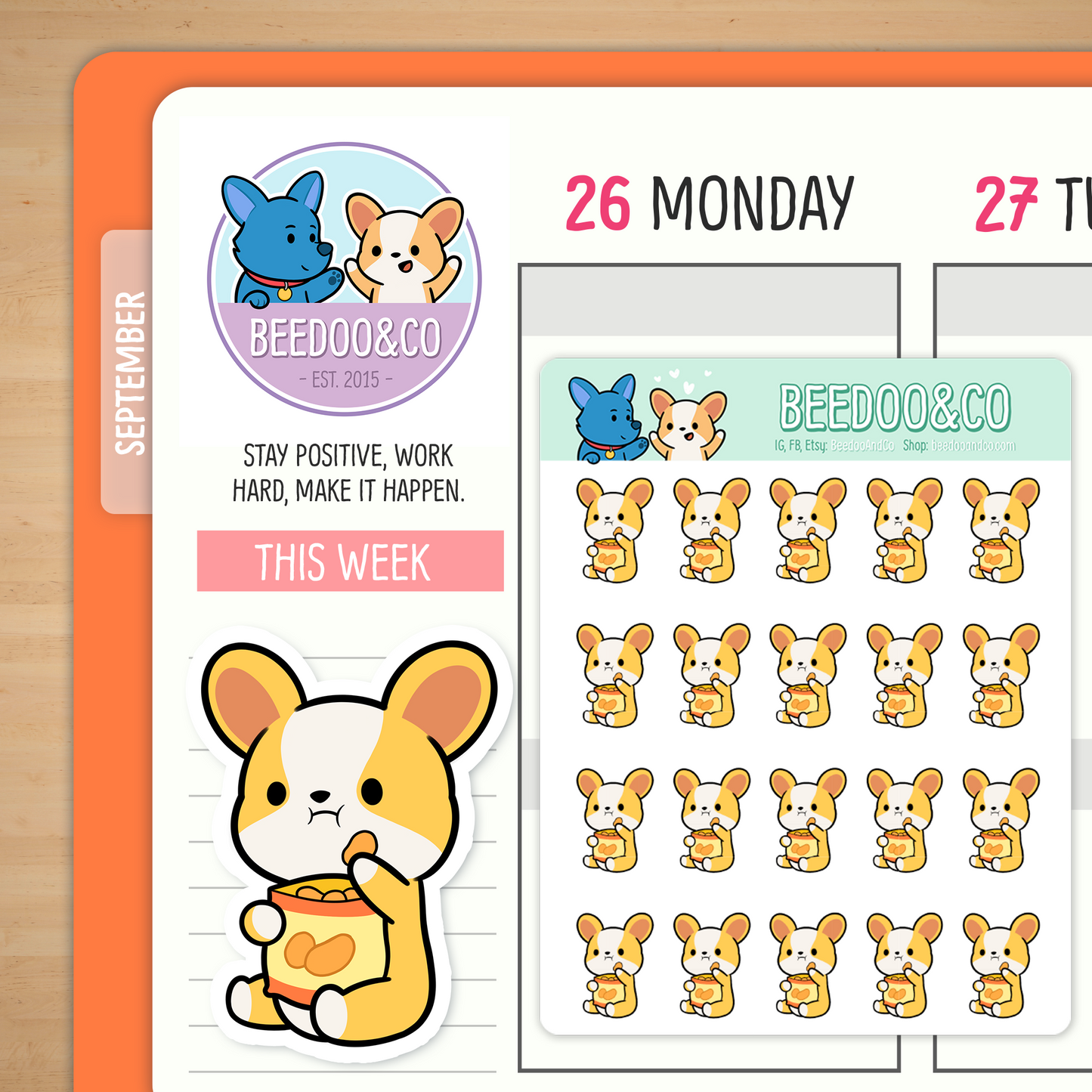 Eating Chips Miso Corgi Planner Stickers