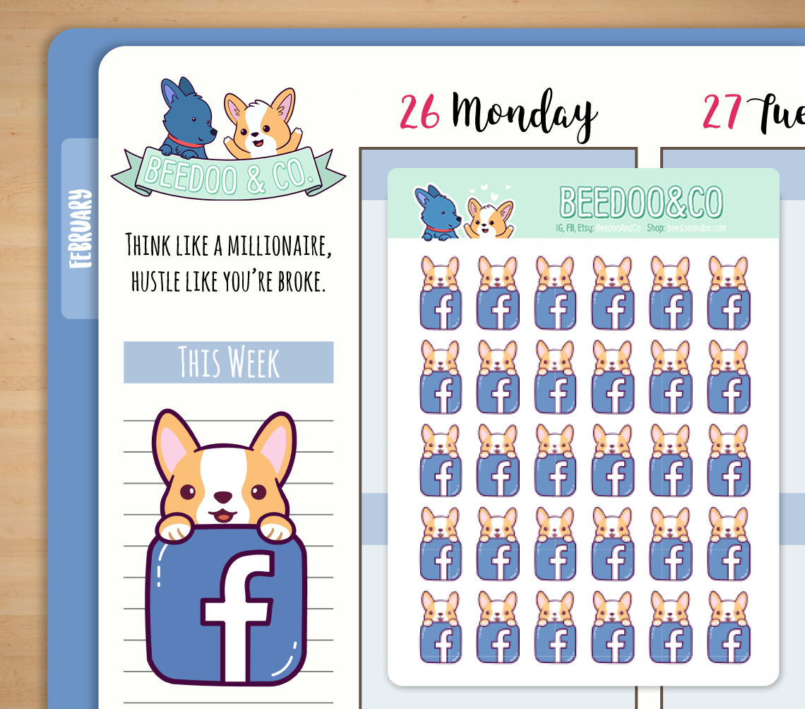 FB Icon Miso Corgi Planner Stickers